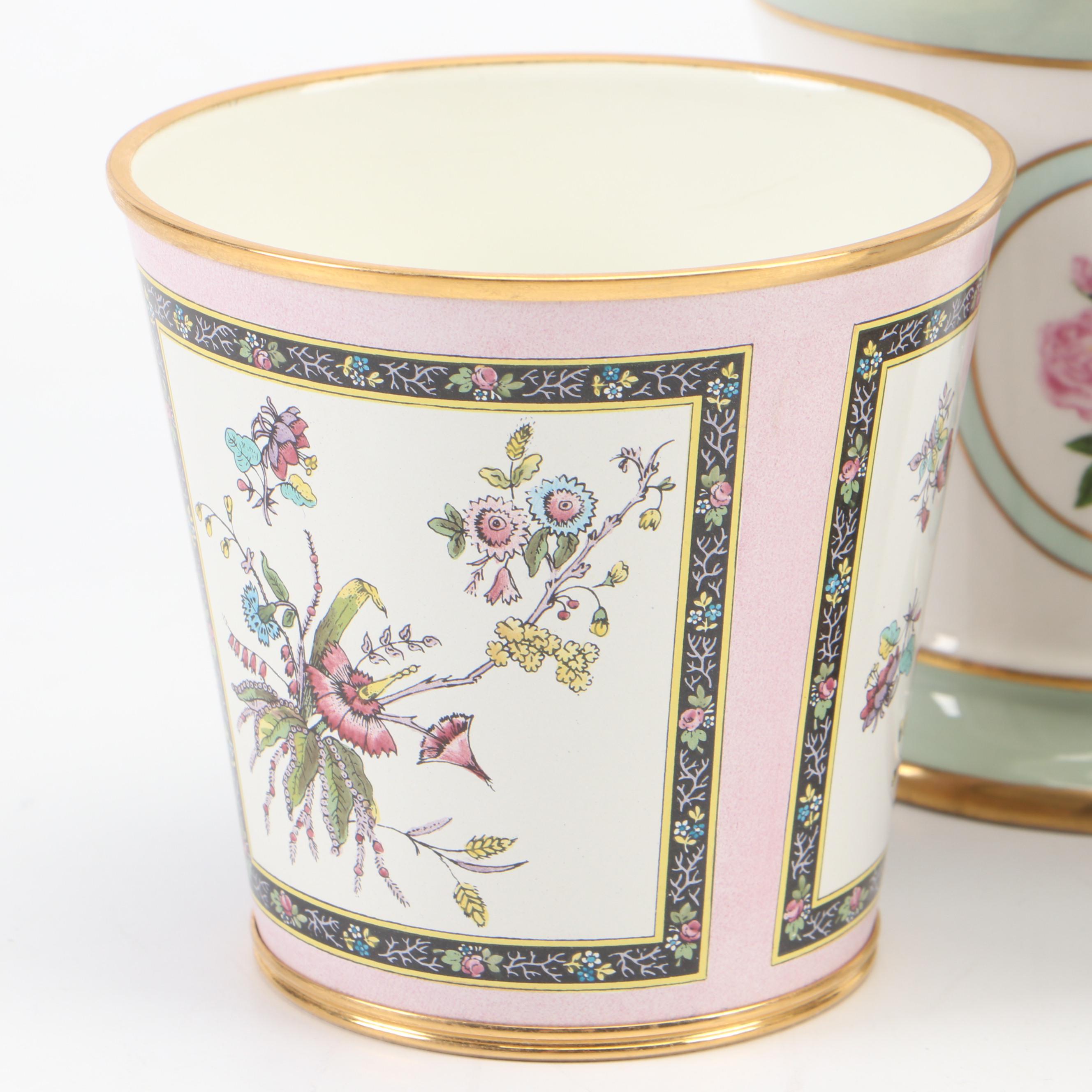 Halcyon Days Porcelain and Enamel Vases, Late 20th Century