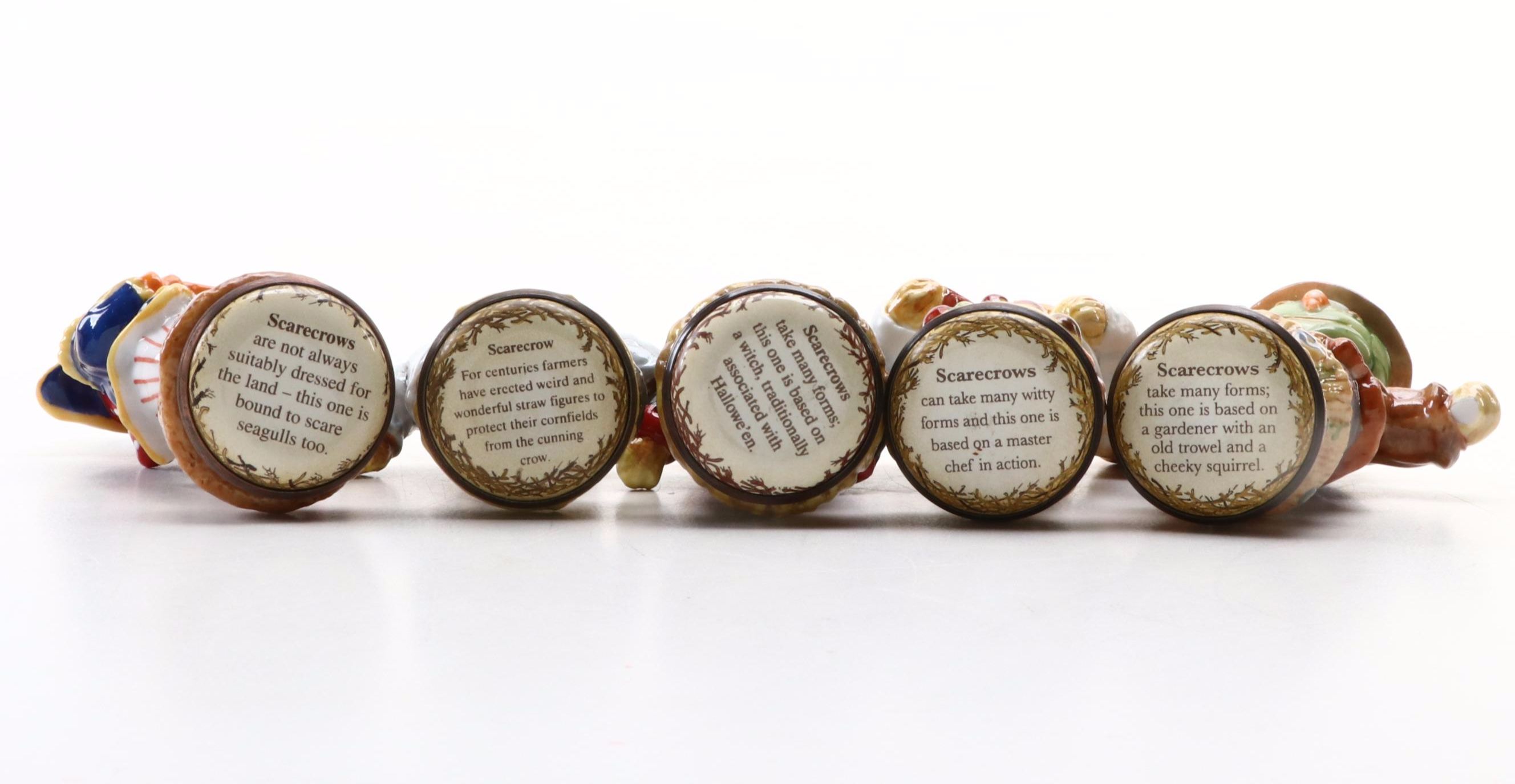 Halcyon Days "Scarecrows" Figural Porcelain Boxes