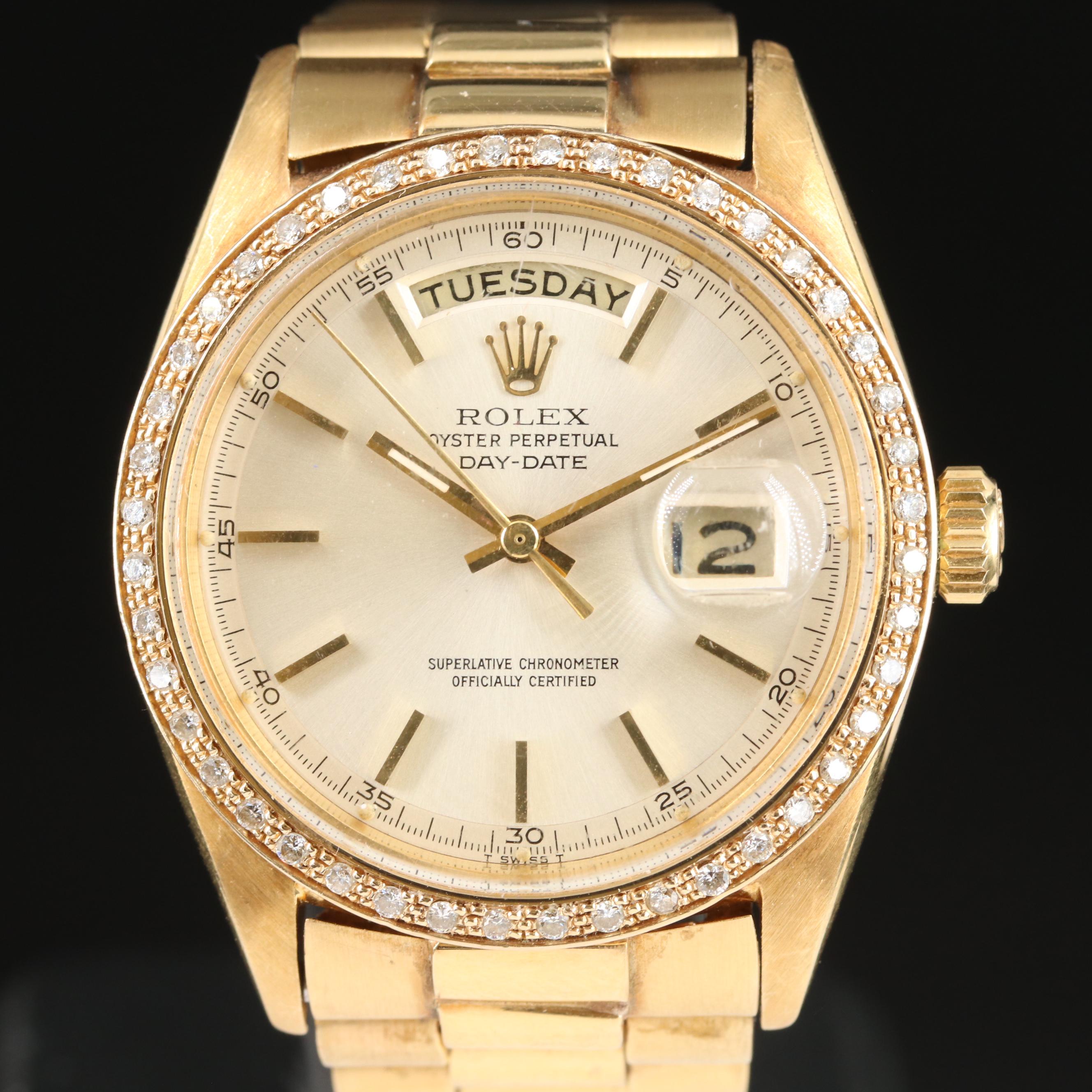 1959 Rolex Custom Diamond Bezel Day-Date Watch