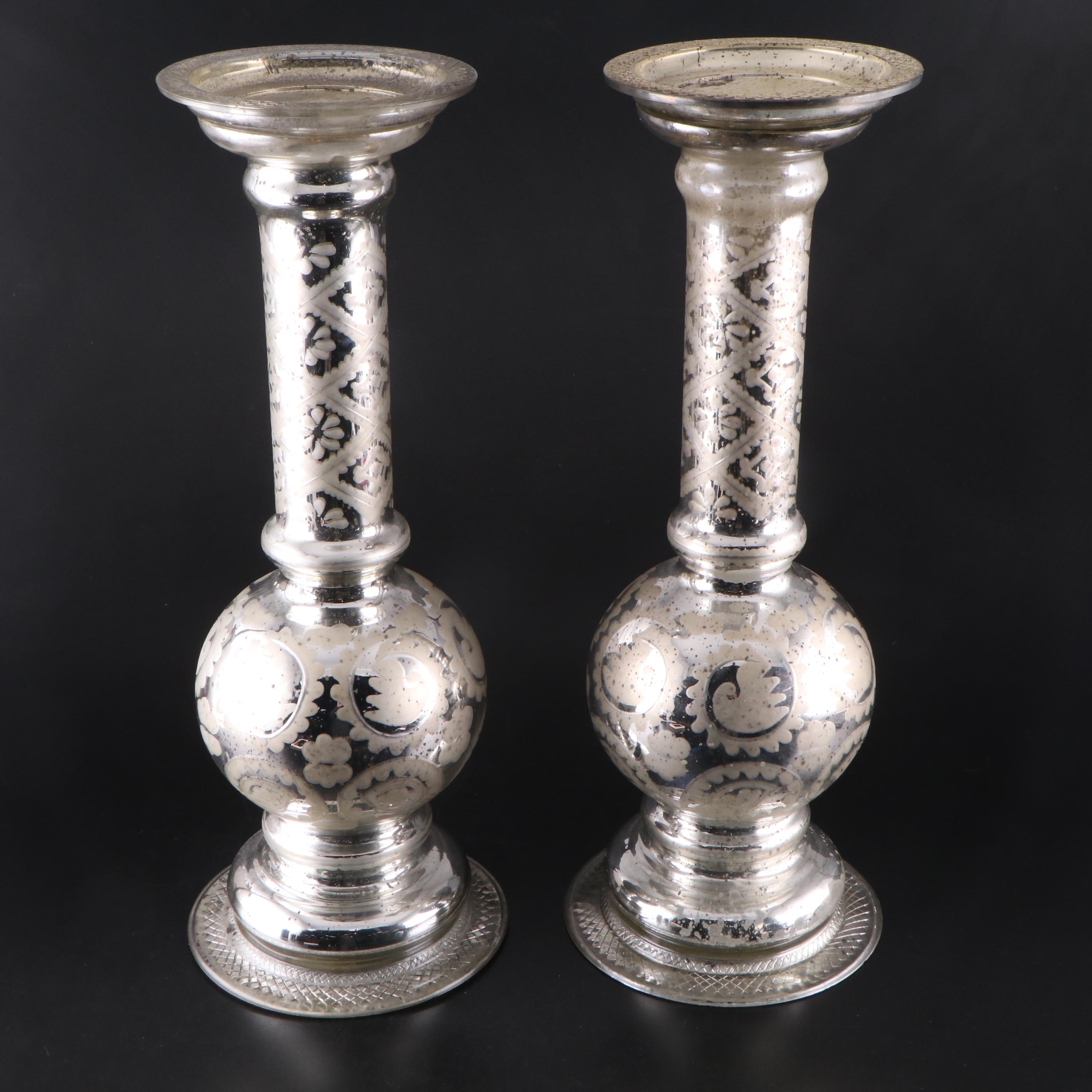 Filigree Motif Mirrored Candle Holders