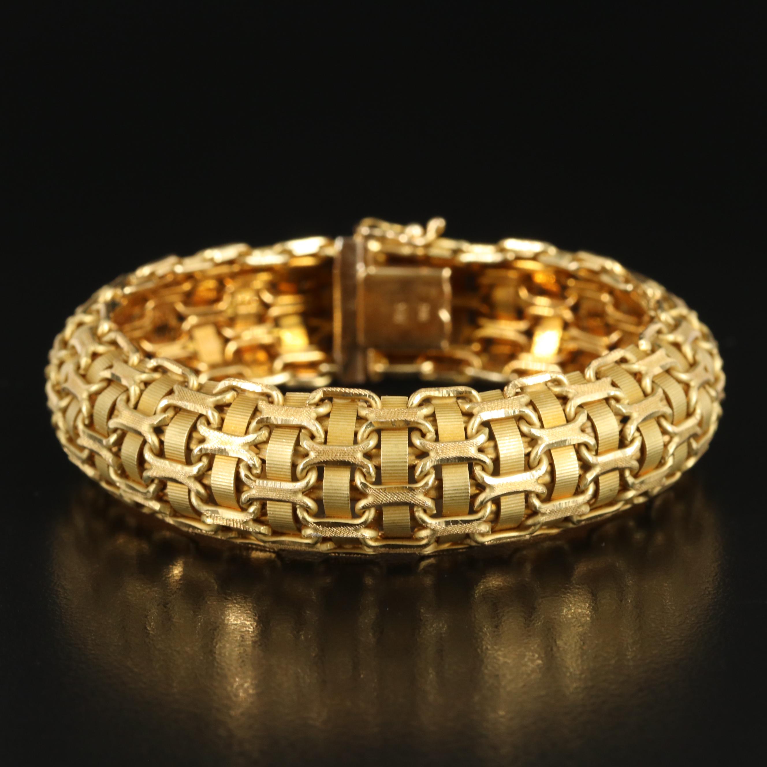 Italian 18K Bismark and Grosgrain Ribbon Bracelet
