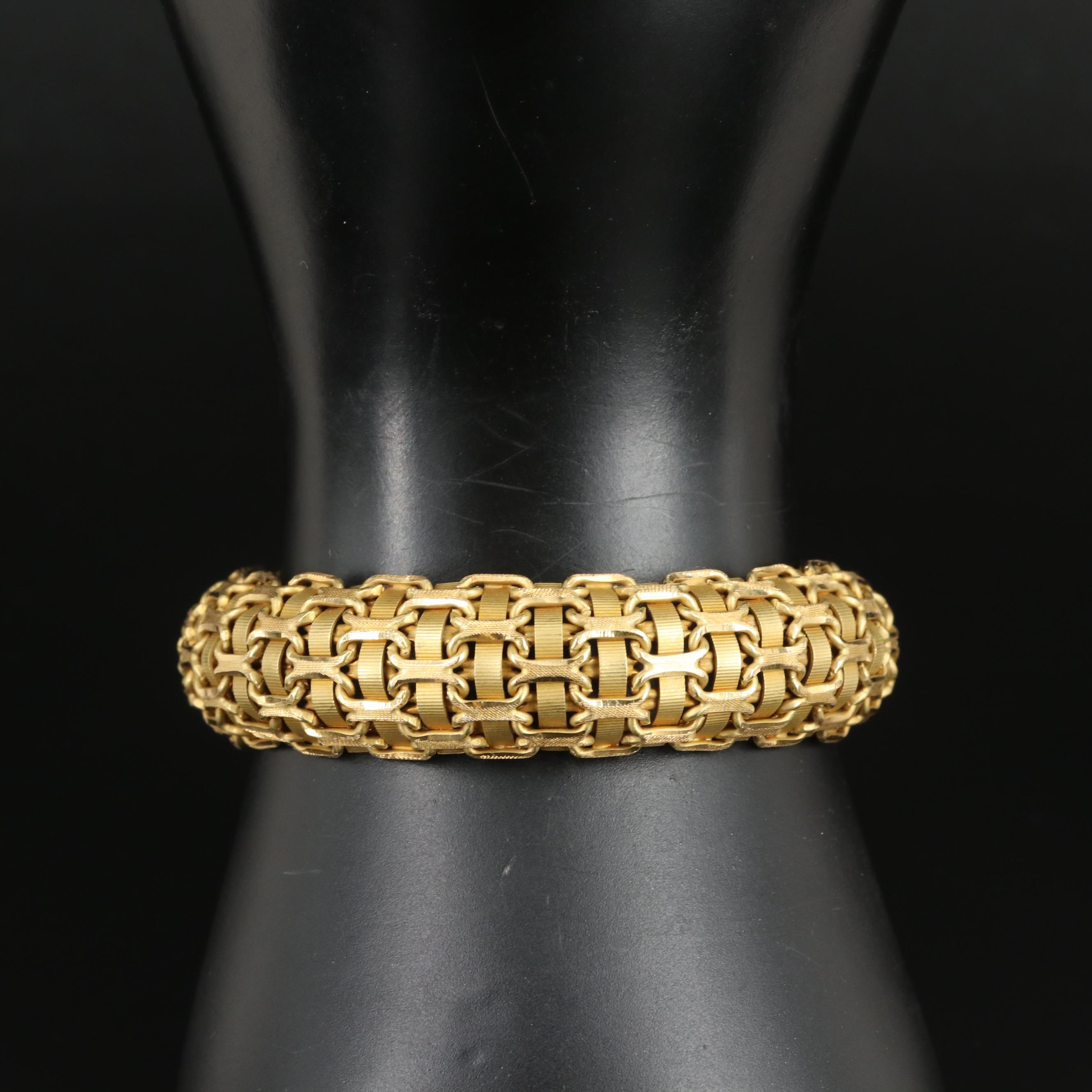 Italian 18K Bismark and Grosgrain Ribbon Bracelet