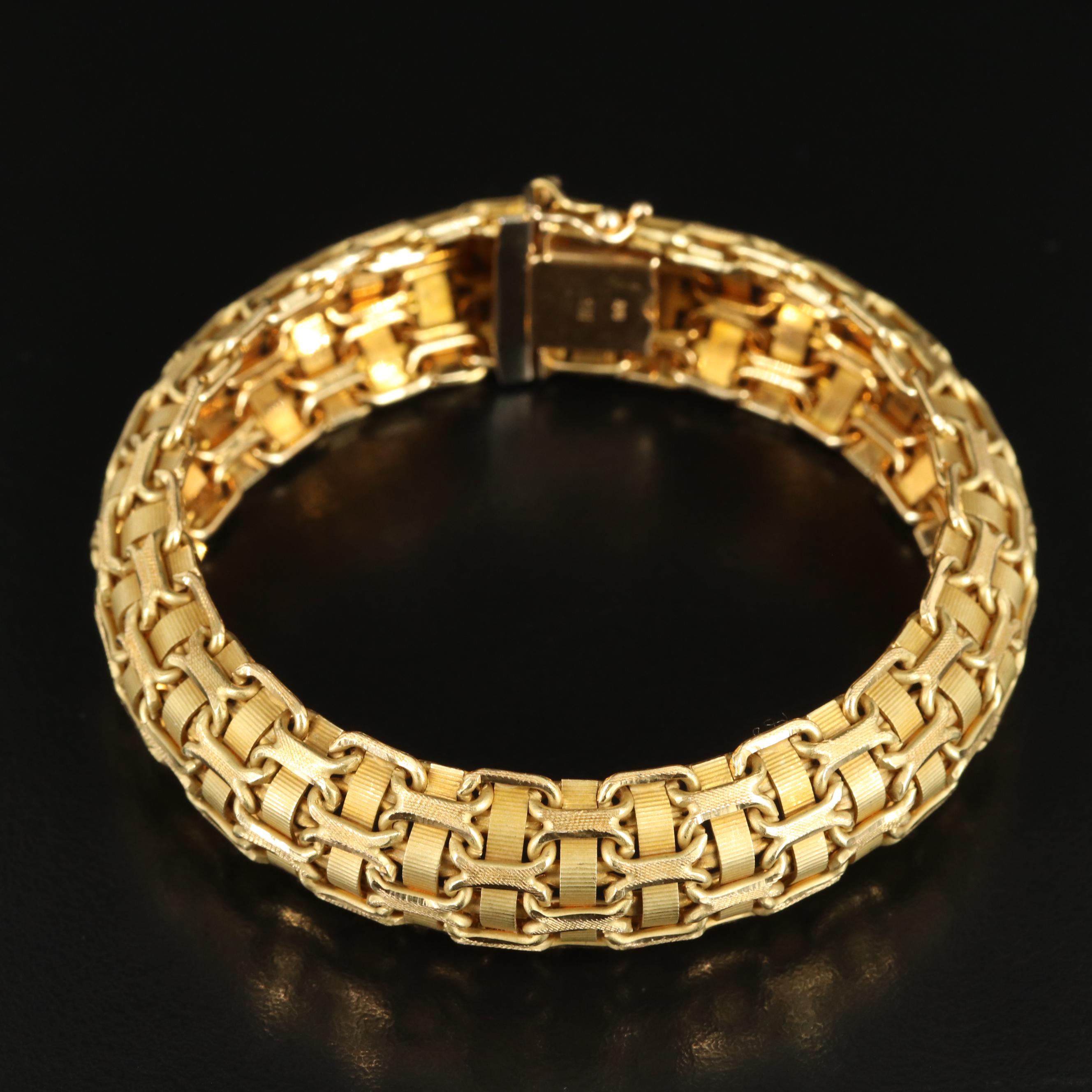 Italian 18K Bismark and Grosgrain Ribbon Bracelet