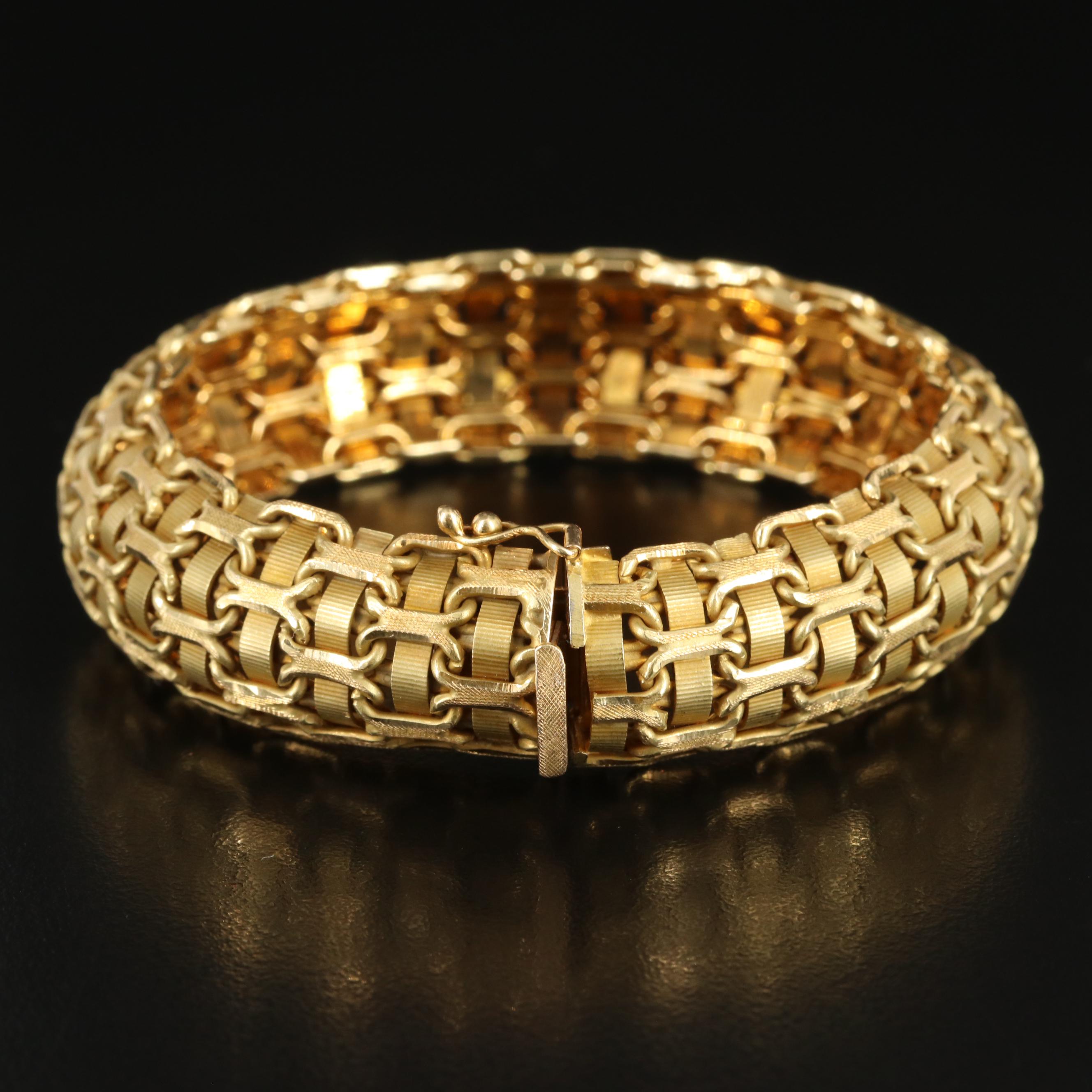 Italian 18K Bismark and Grosgrain Ribbon Bracelet