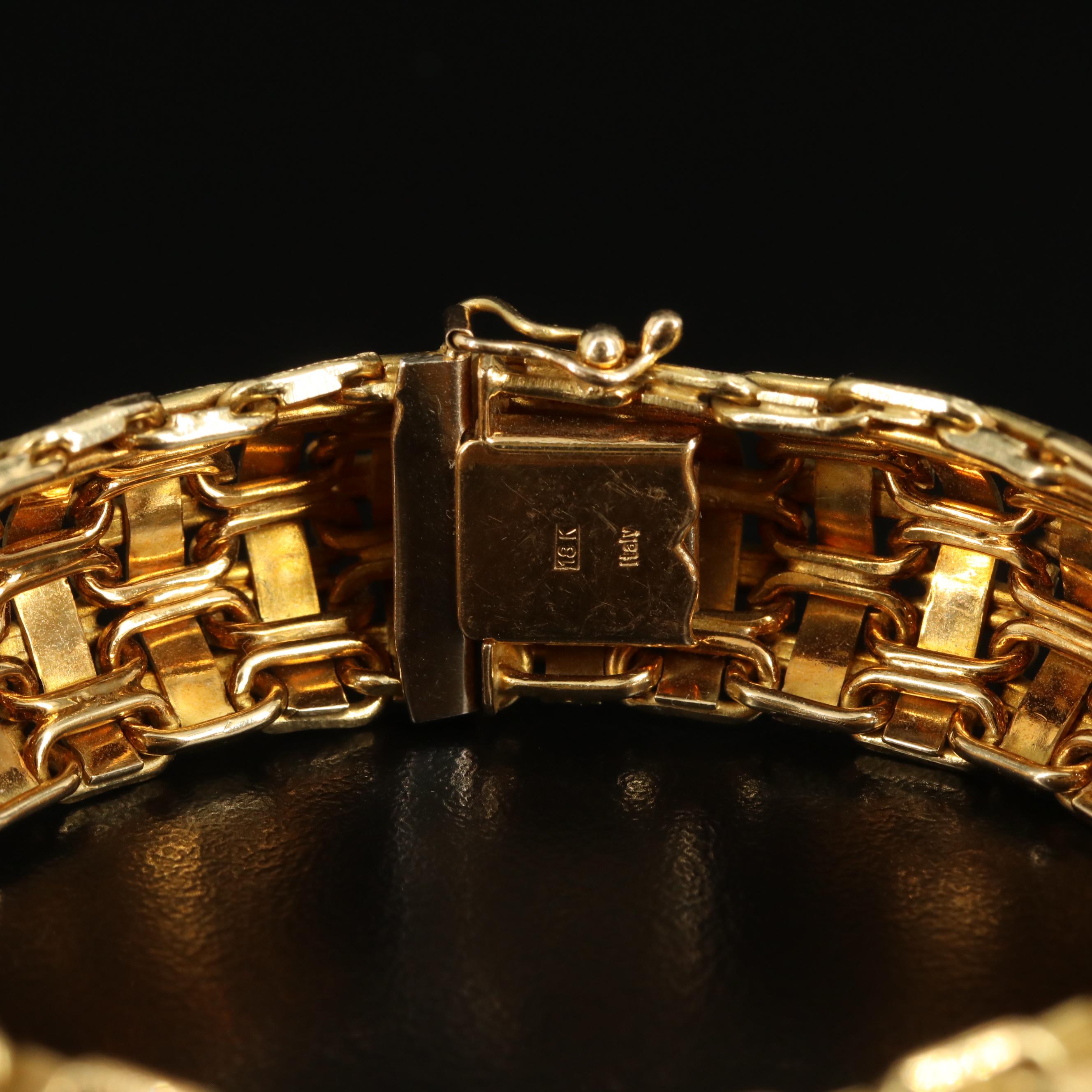 Italian 18K Bismark and Grosgrain Ribbon Bracelet