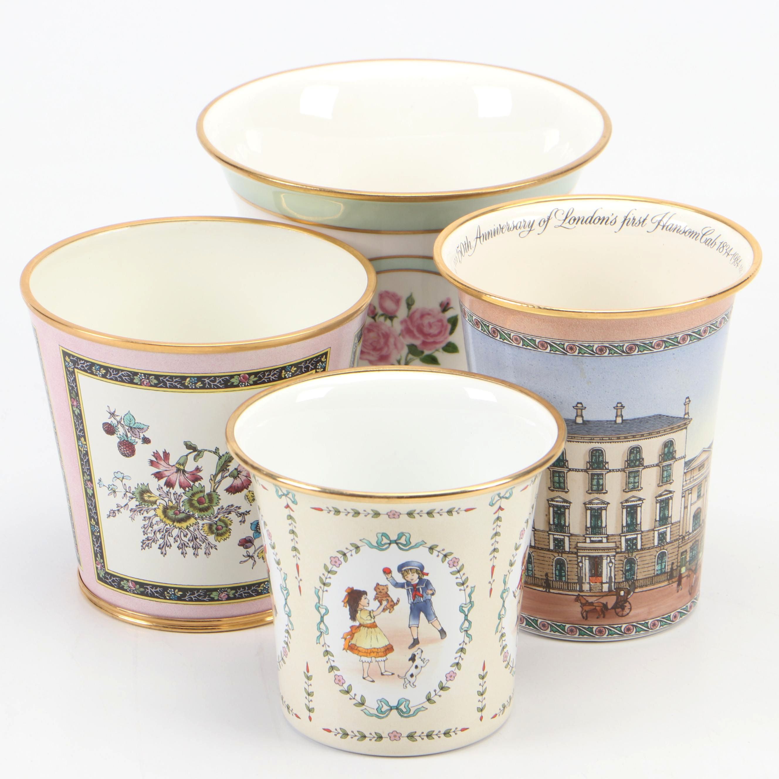 Halcyon Days Porcelain and Enamel Vases, Late 20th Century