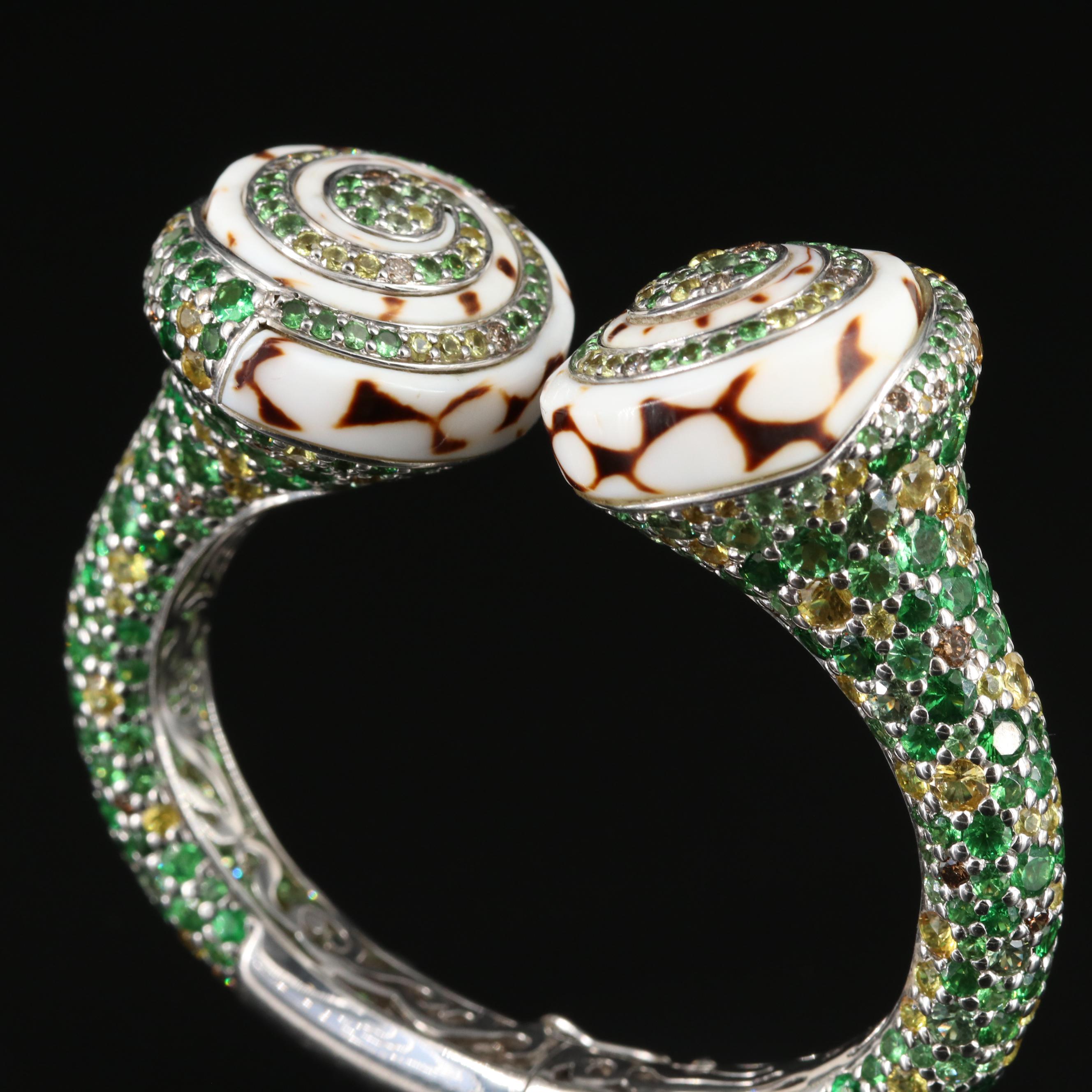 John Hardy 18K "Cinta" Gemstone Kick Cuff Bracelet with Diamonds