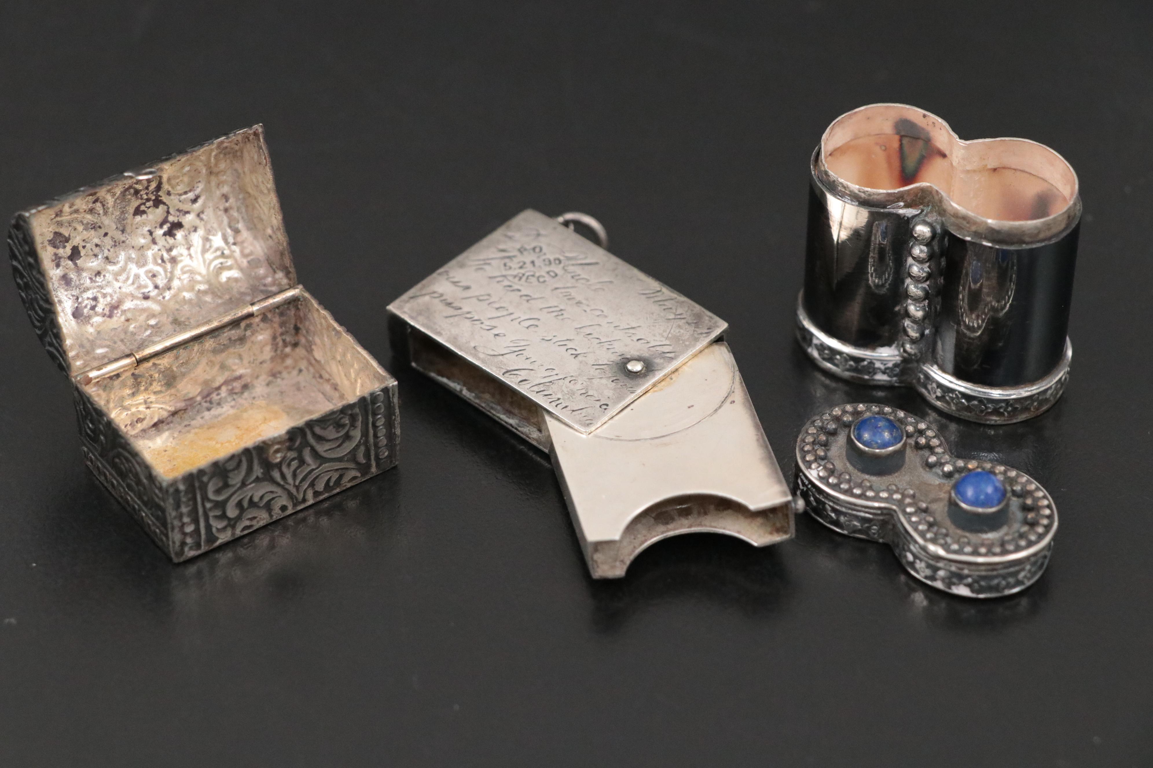 Sterling Silver Letter Openers with Sterling and Silver Boxes and Mineral