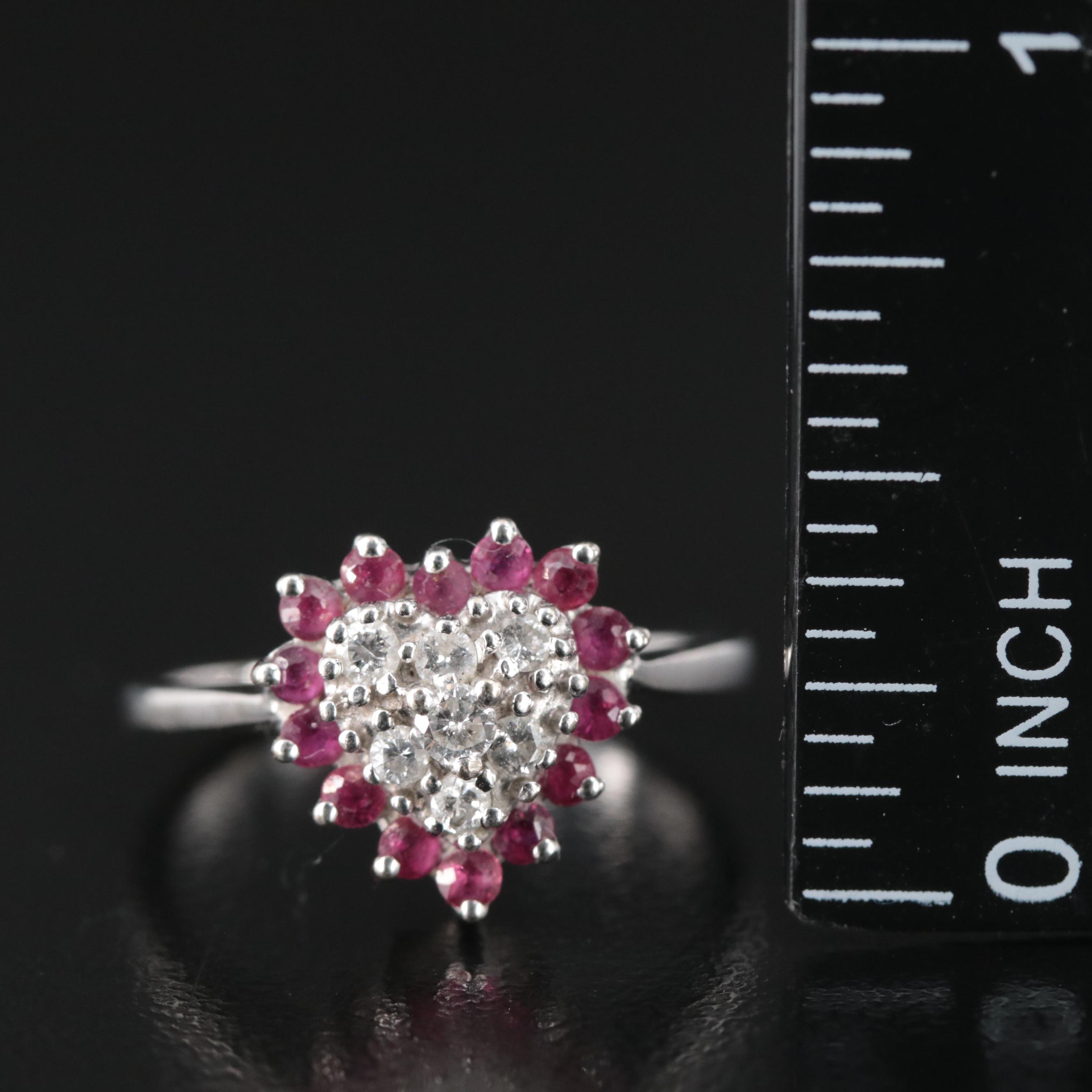14K Diamond and Ruby Heart Ring