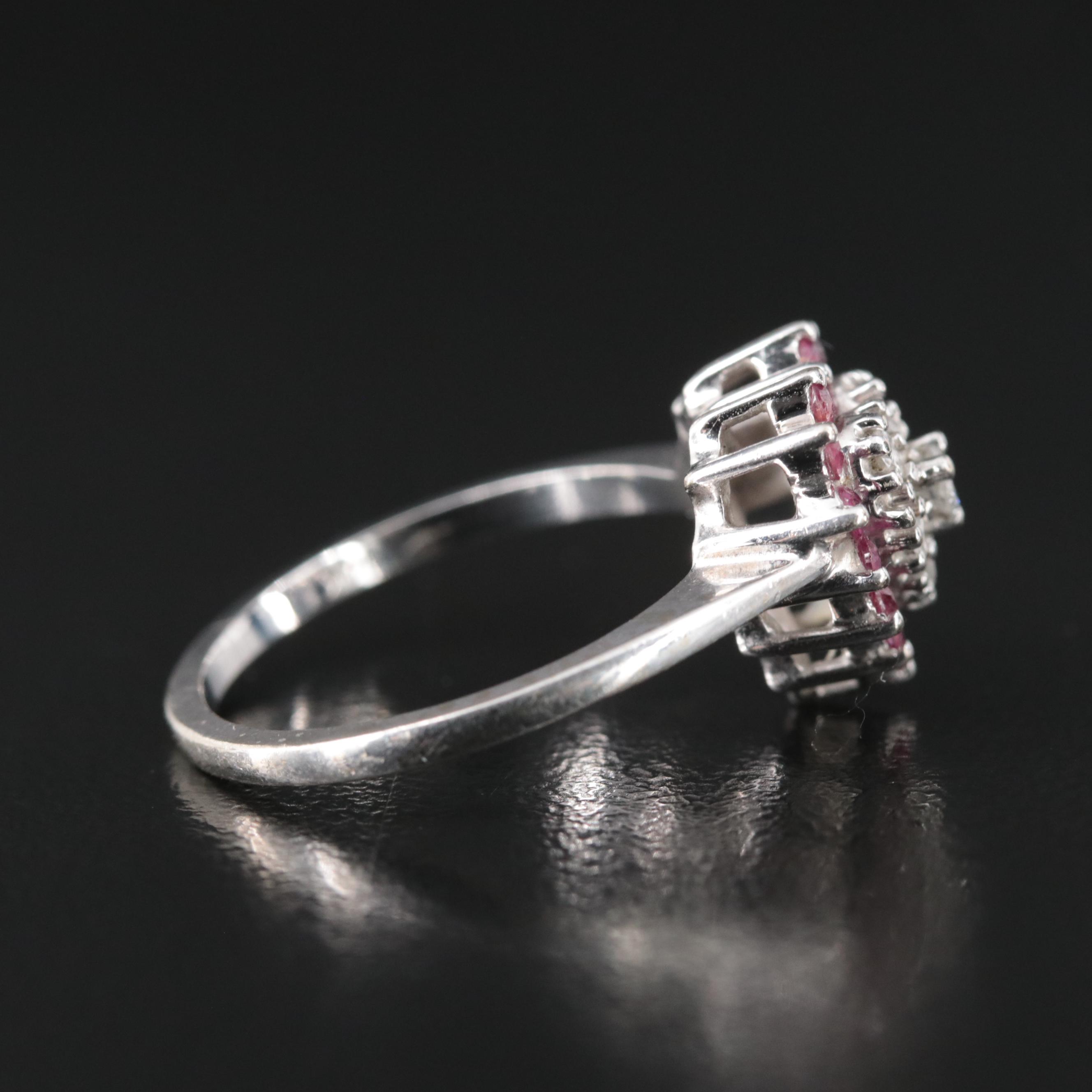 14K Diamond and Ruby Heart Ring