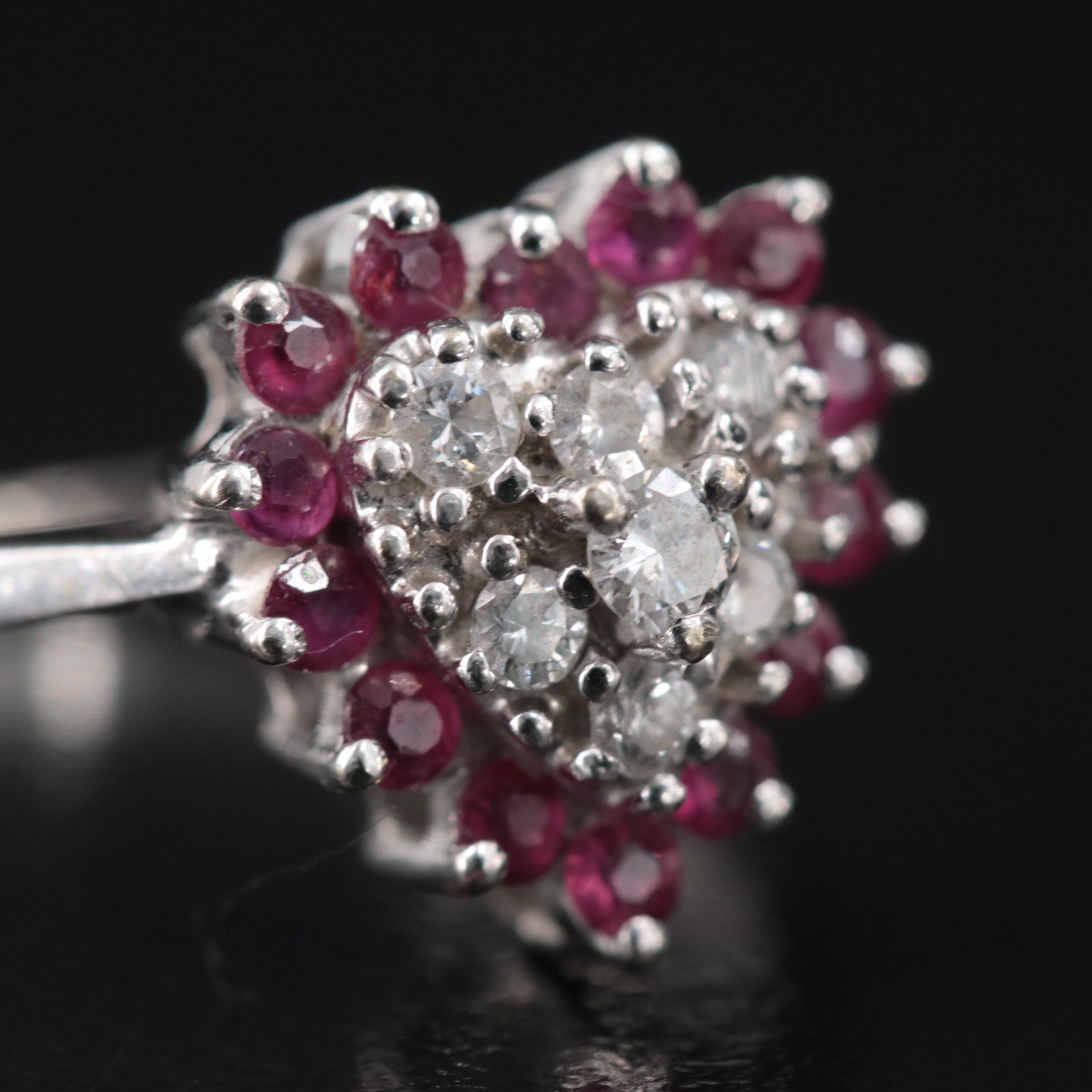 14K Diamond and Ruby Heart Ring