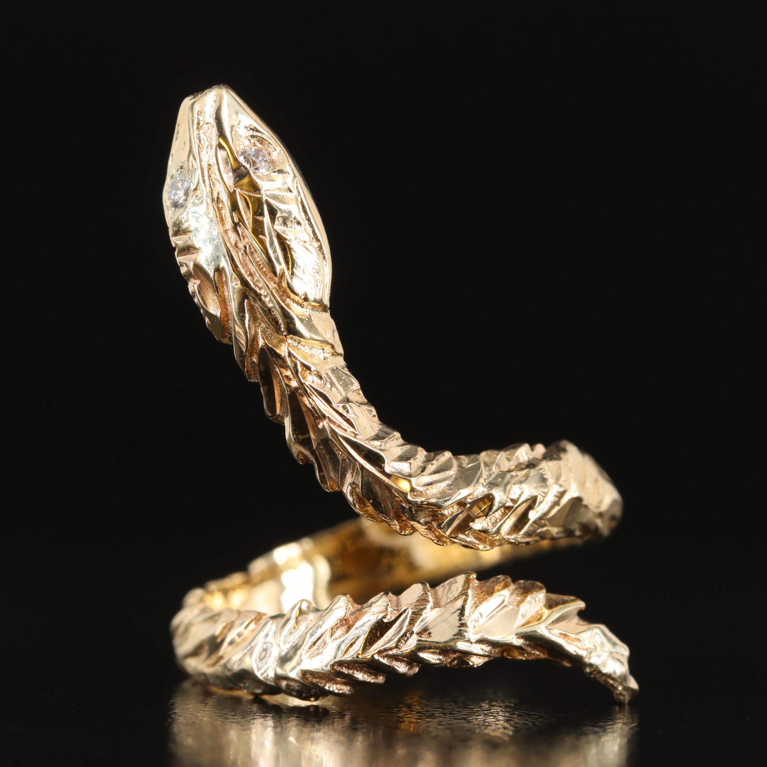 14K 0.03 CTW Lab Grown Diamond Snake Ring