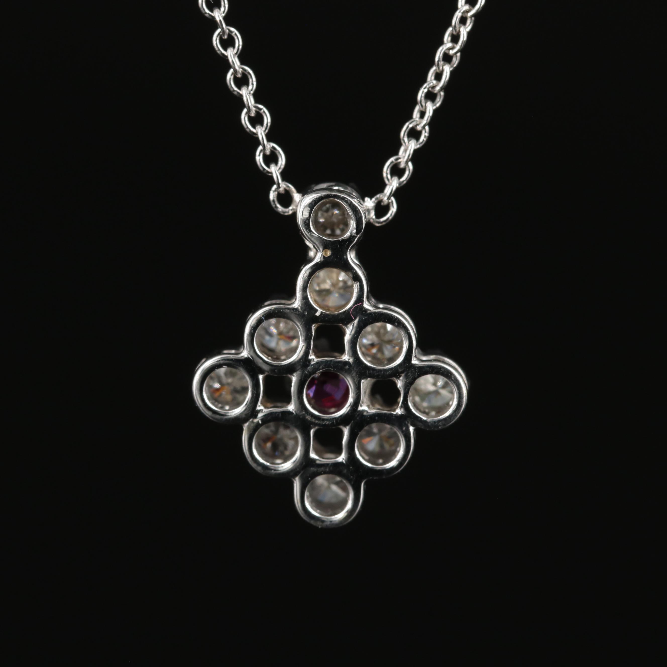14K Diamond and Ruby Pendant Necklace