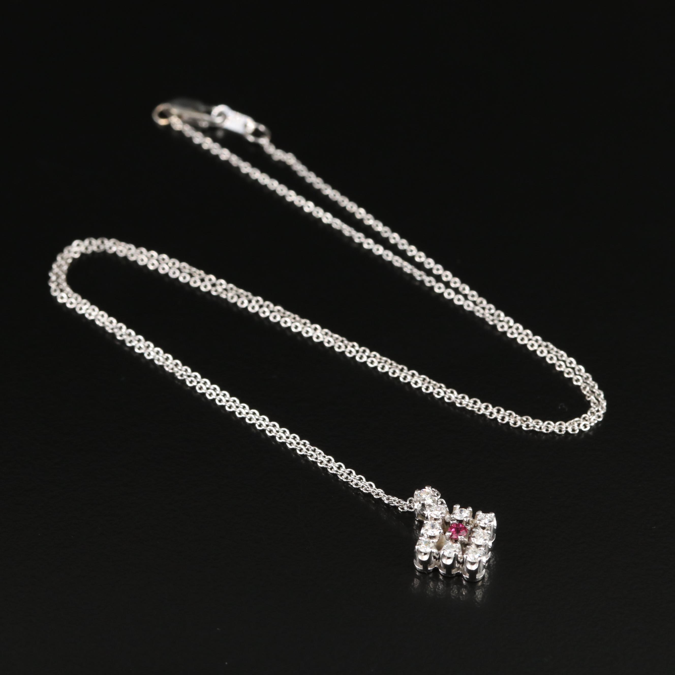 14K Diamond and Ruby Pendant Necklace