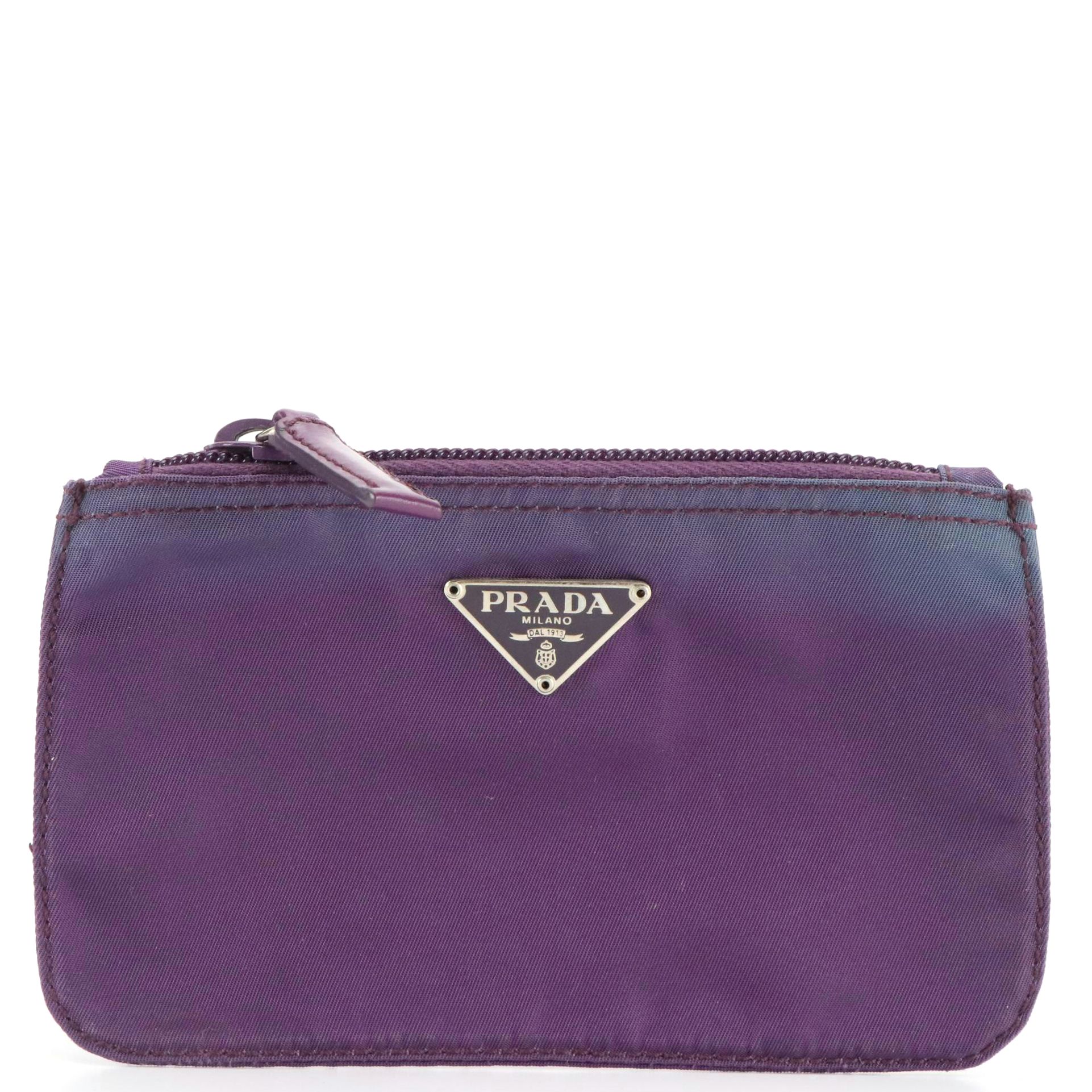 Prada Purple Tessuto Nylon Small Zip Pouch