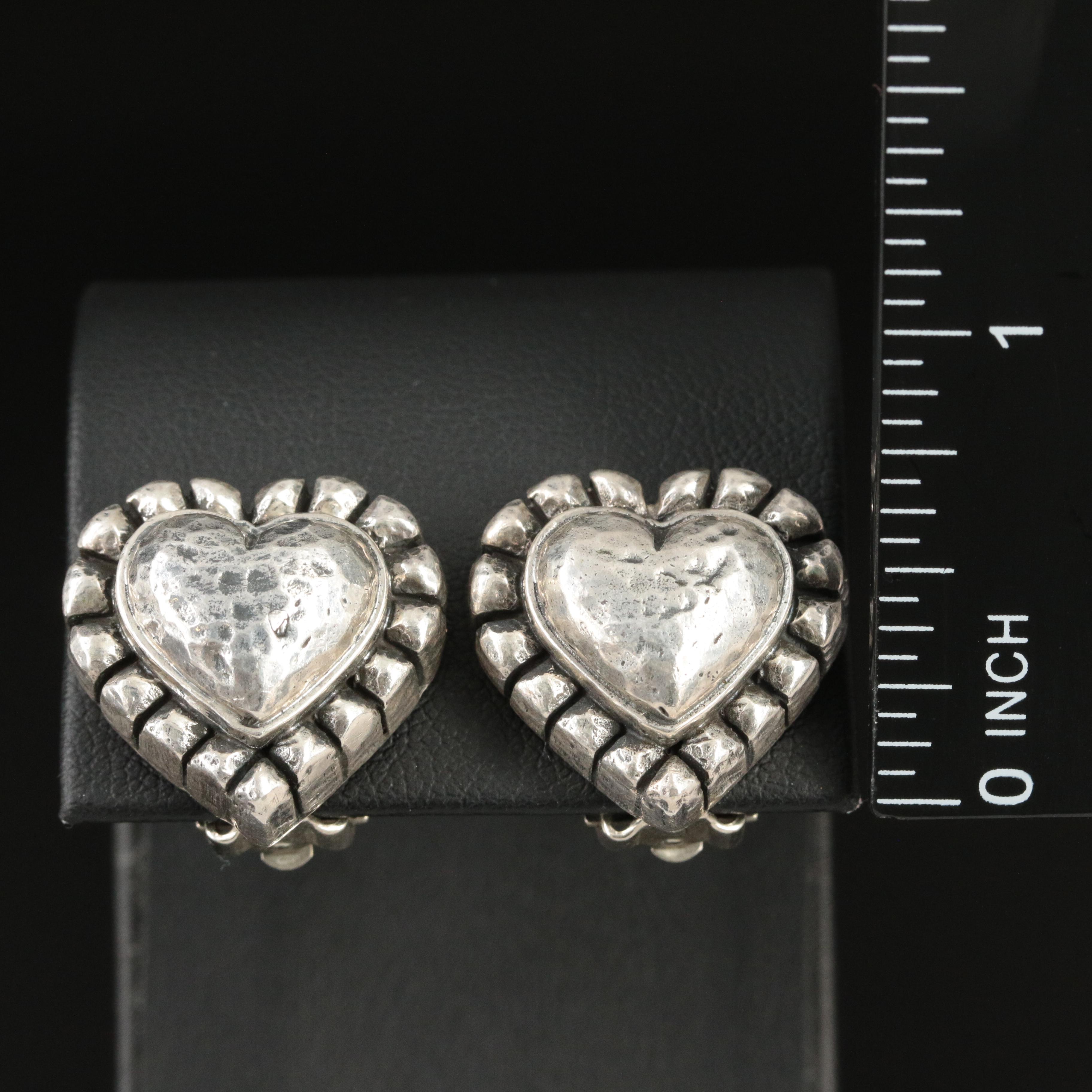 Dian Malouf Sterling Heart Earrings