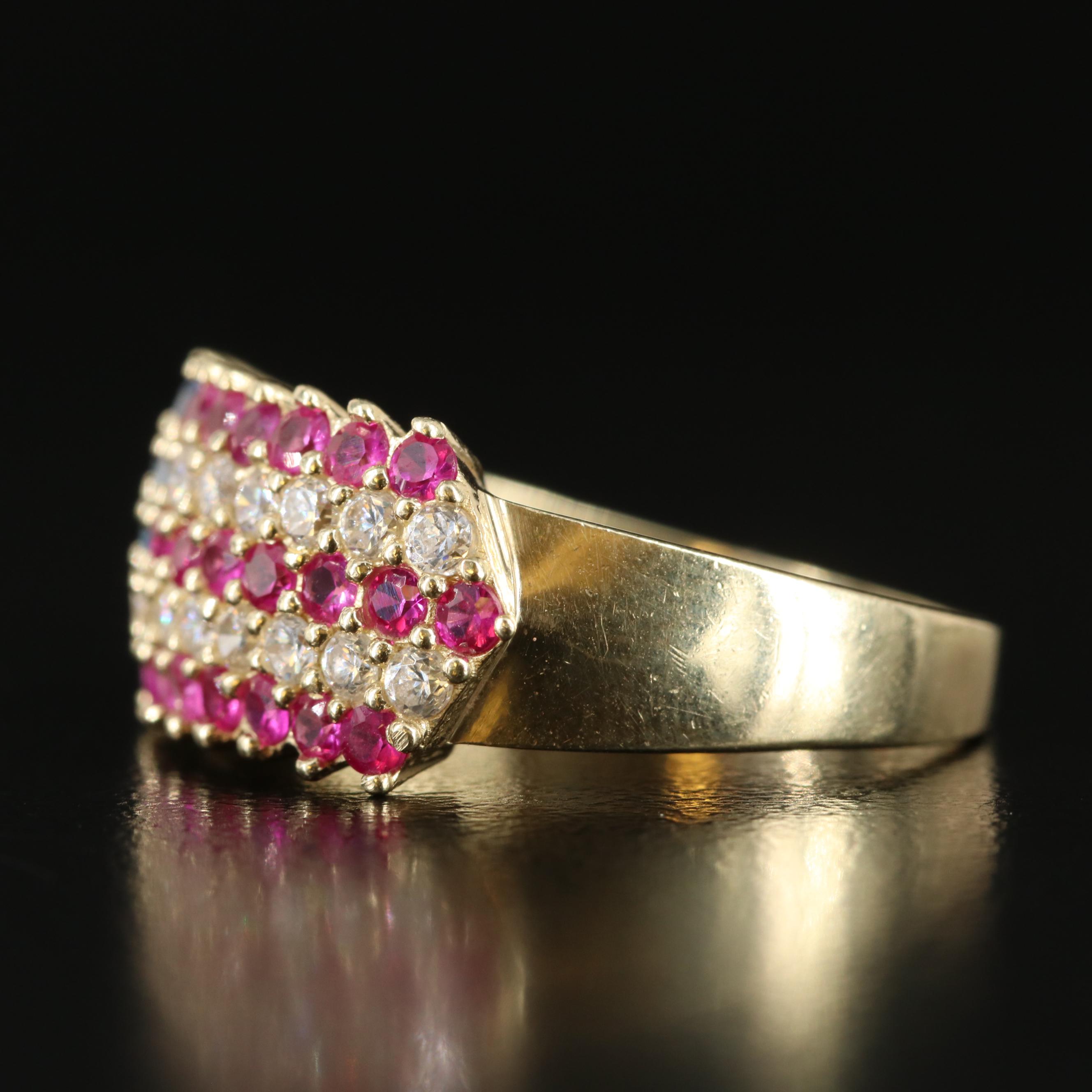 10K Ruby, Spinel, and CZ American Flag Ring