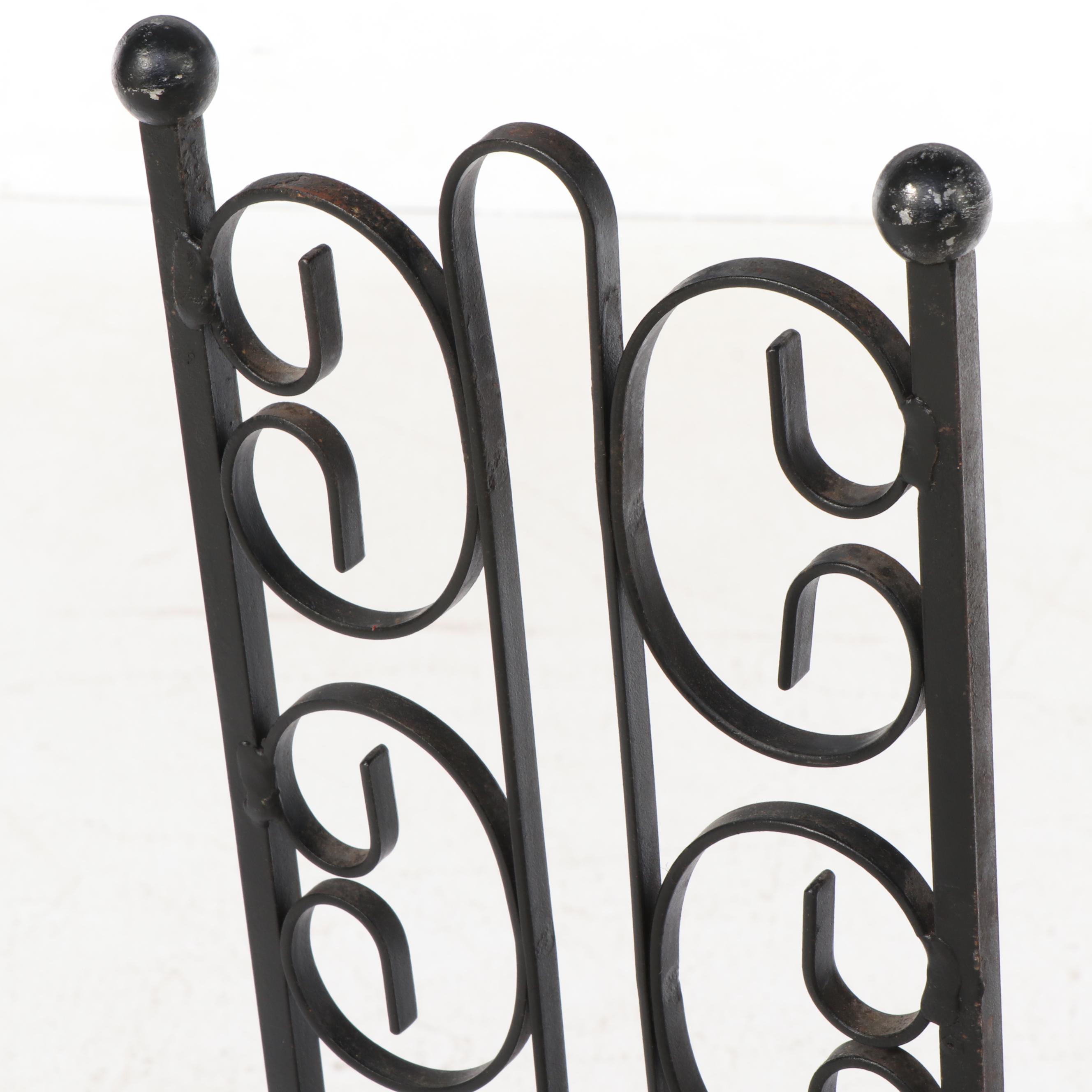 Pair of Mid Century Modern Scrolled Wrought Iron Chairs, Mid to Late 20th C.