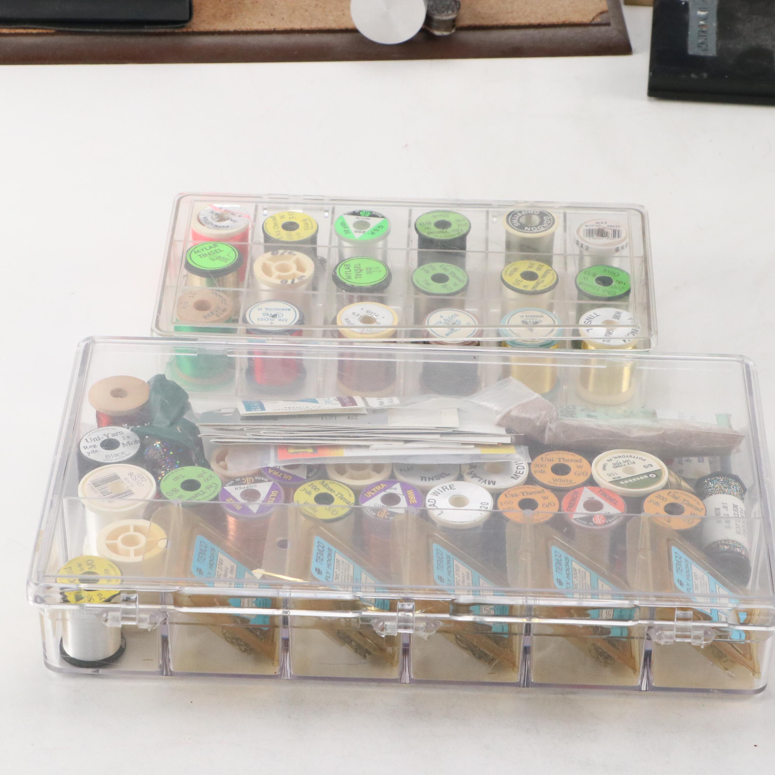 Fly Fishing Materials, Threads, Scissors, Hooks and More