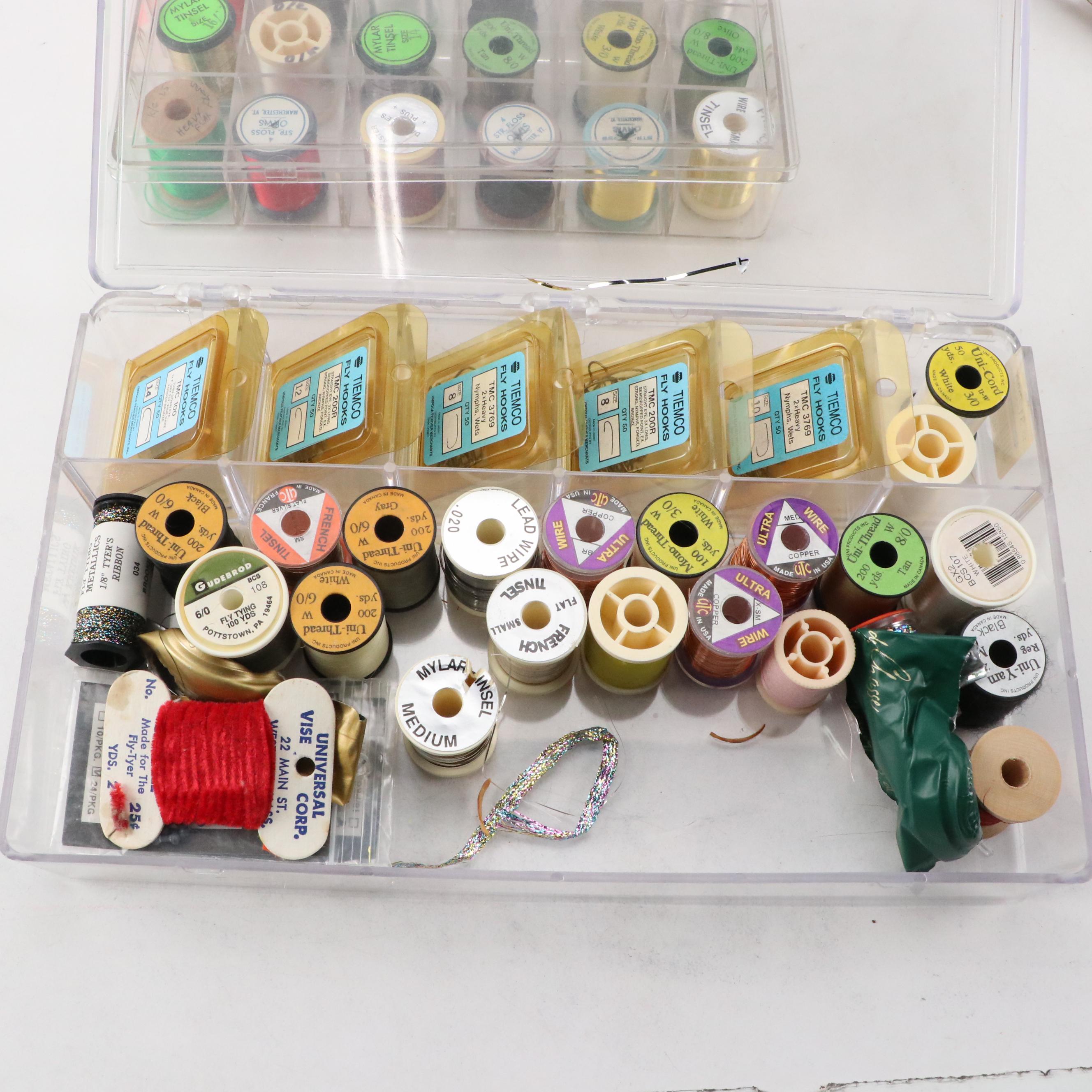 Fly Fishing Materials, Threads, Scissors, Hooks and More