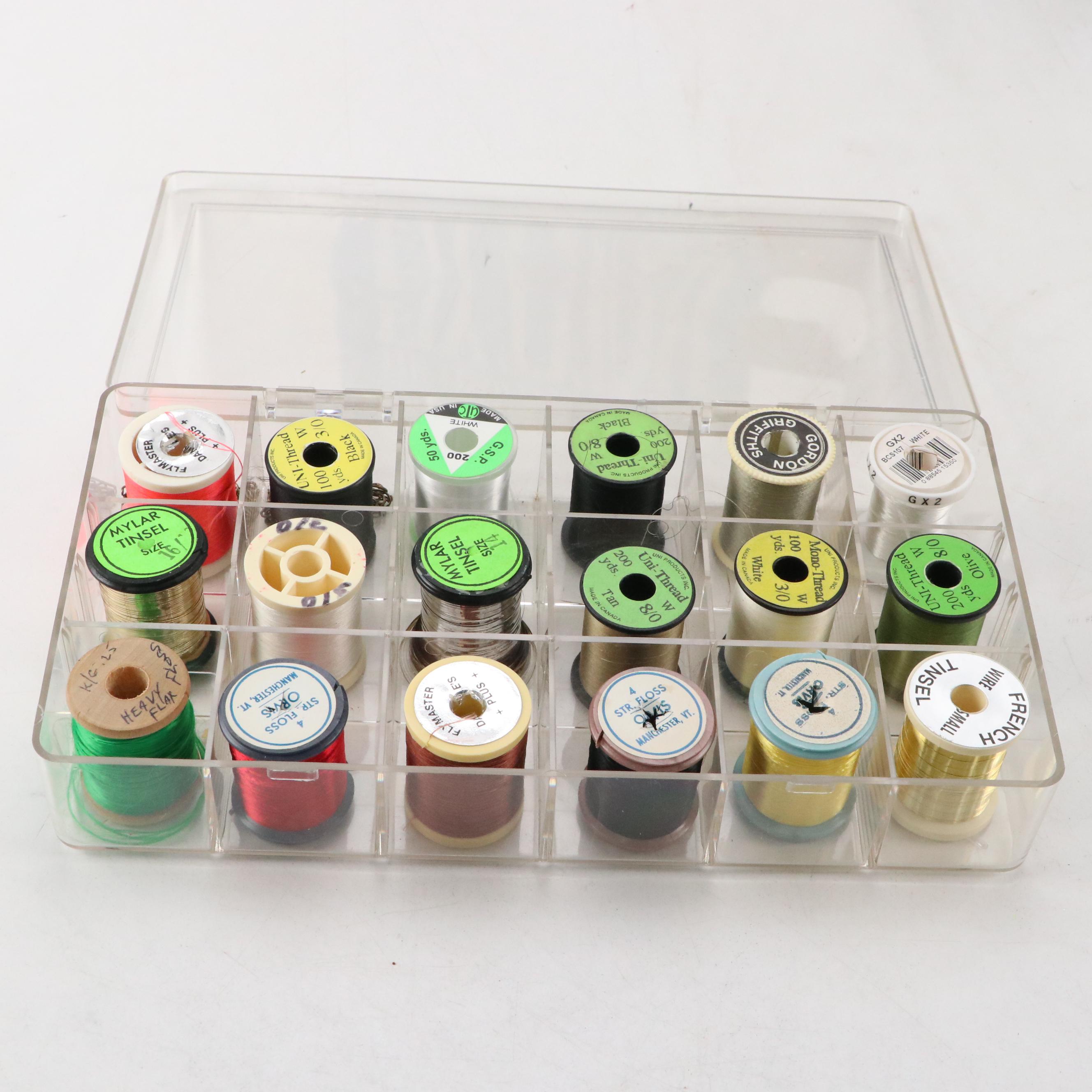 Fly Fishing Materials, Threads, Scissors, Hooks and More