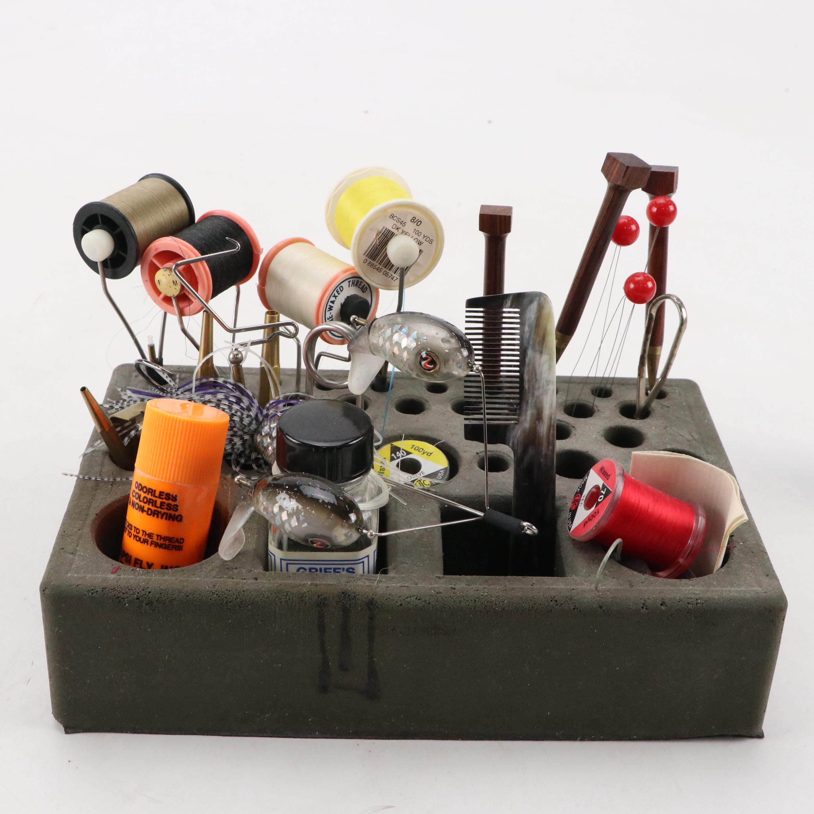 Fly Fishing Materials, Threads, Scissors, Hooks and More