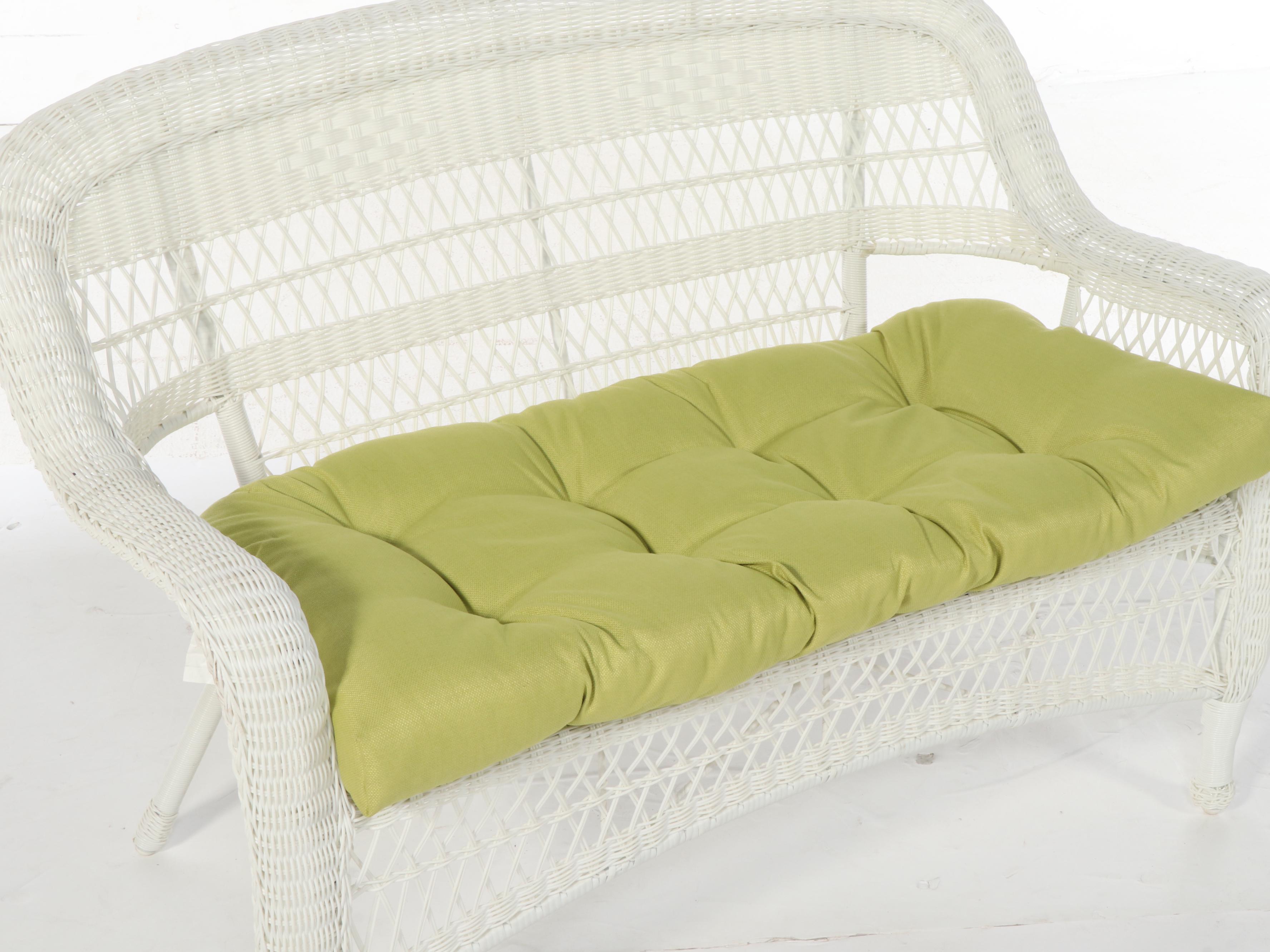Four-Piece White Resin Wicker Patio Furniture Set