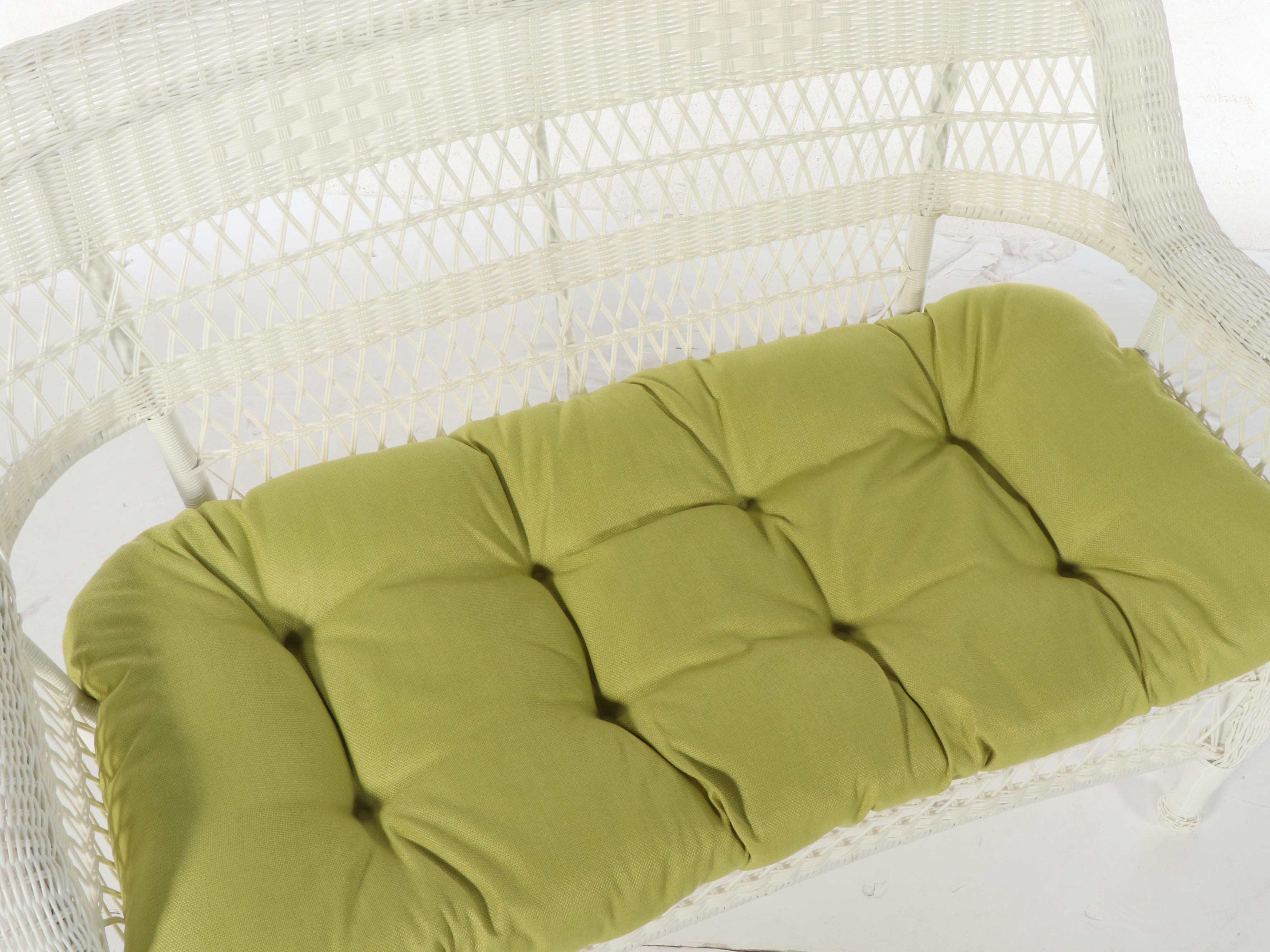 Four-Piece White Resin Wicker Patio Furniture Set