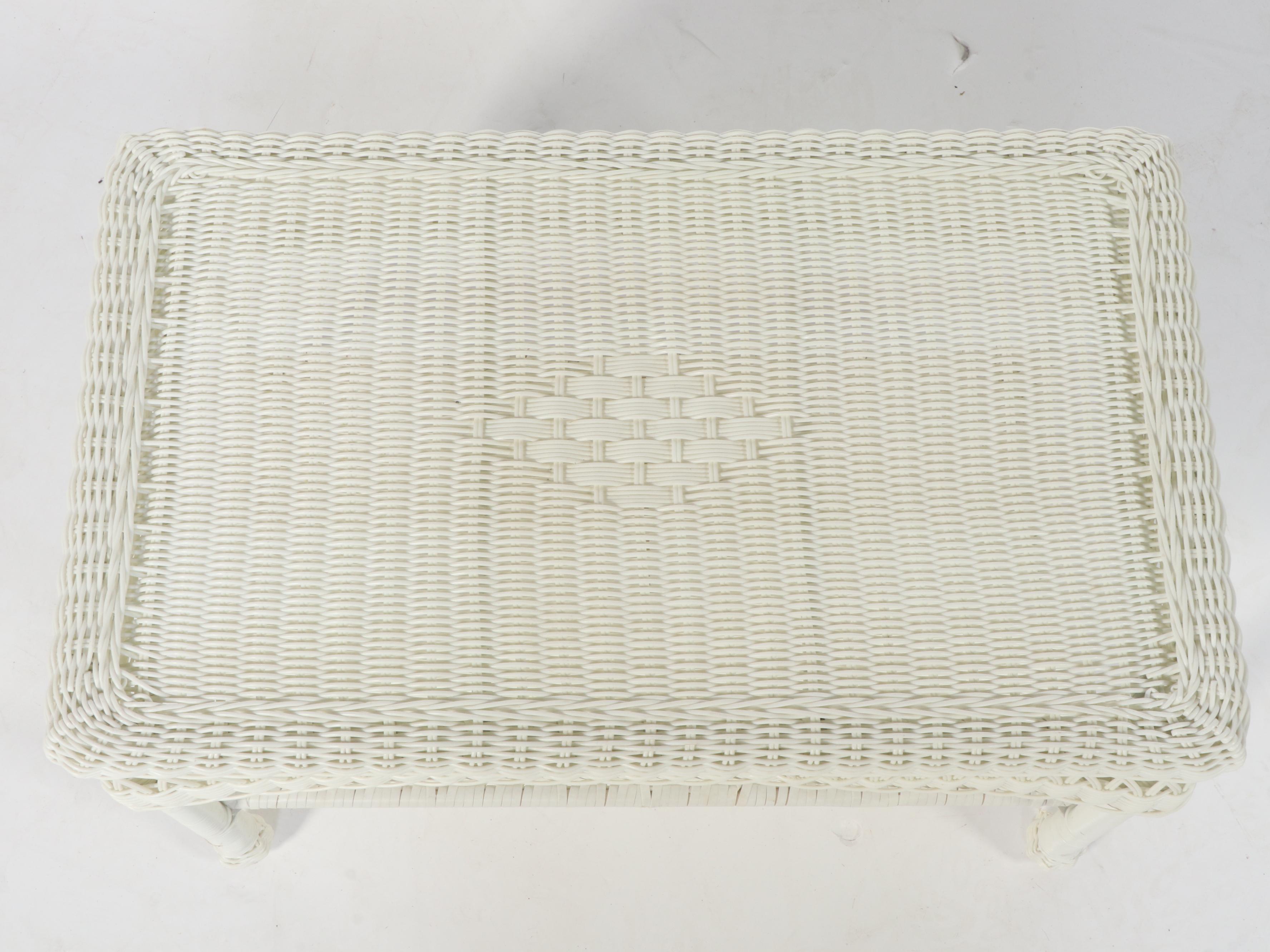 Four-Piece White Resin Wicker Patio Furniture Set