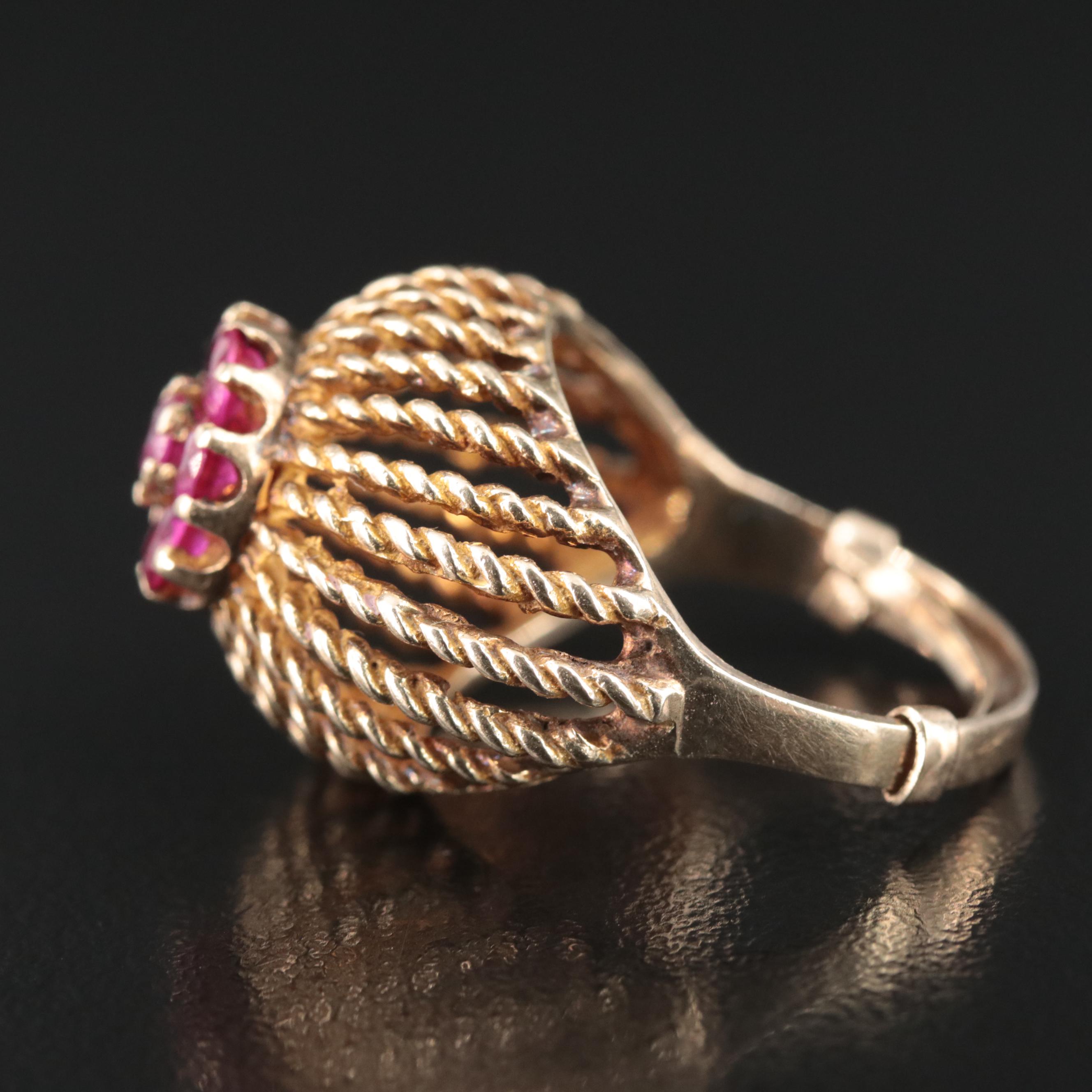 14K Ruby Rope Dome Ring