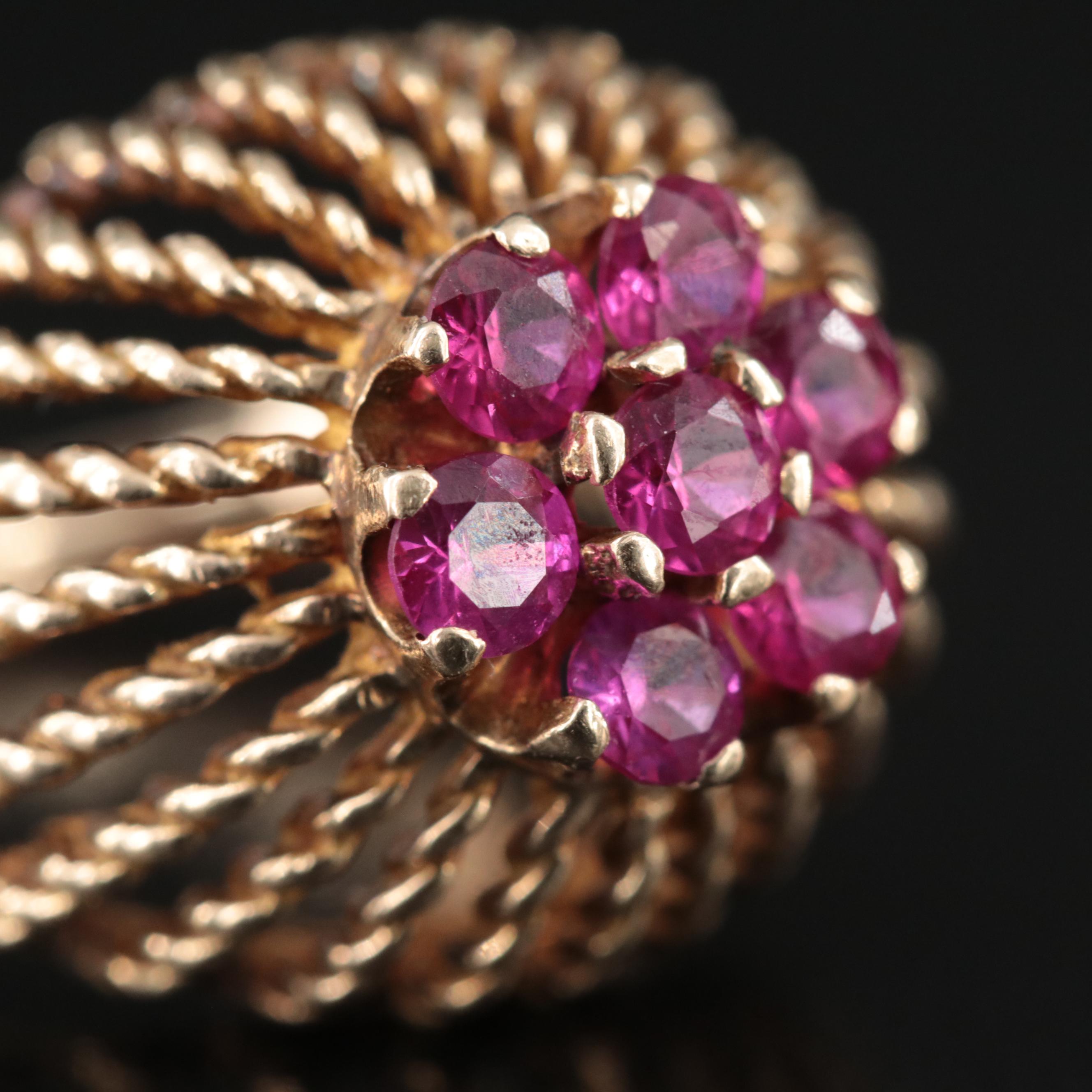 14K Ruby Rope Dome Ring