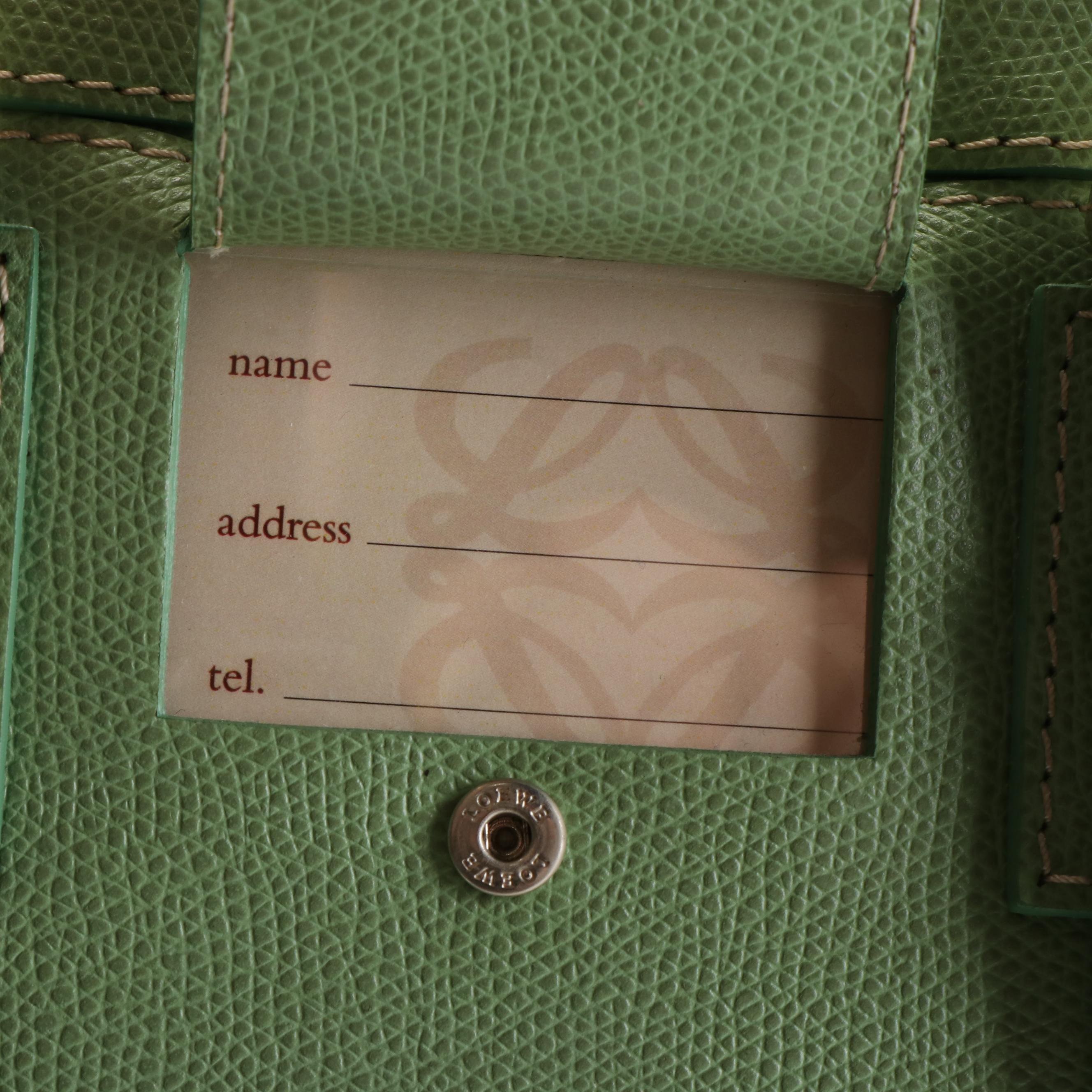 Loewe Signature Green Canvas and Leather Tote Bag