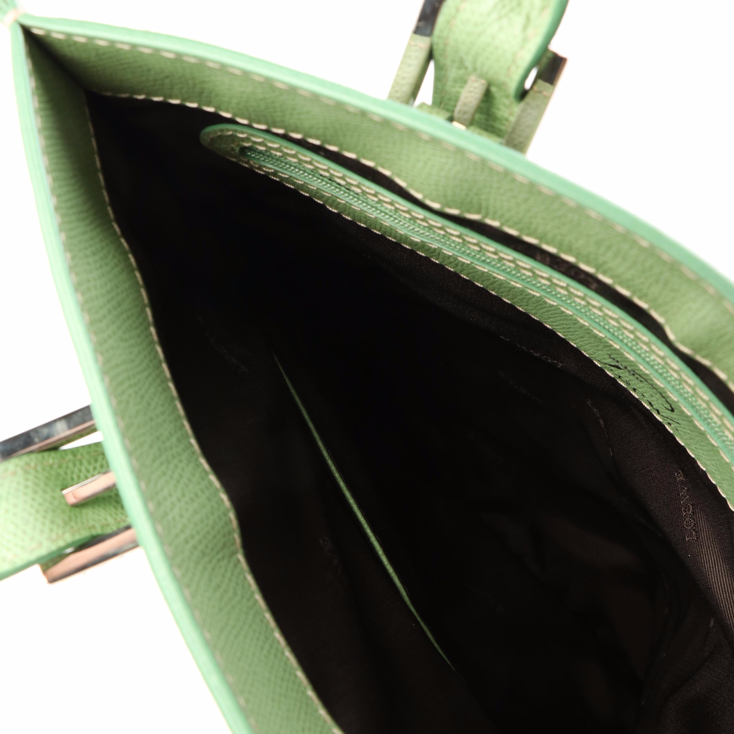 Loewe Signature Green Canvas and Leather Tote Bag