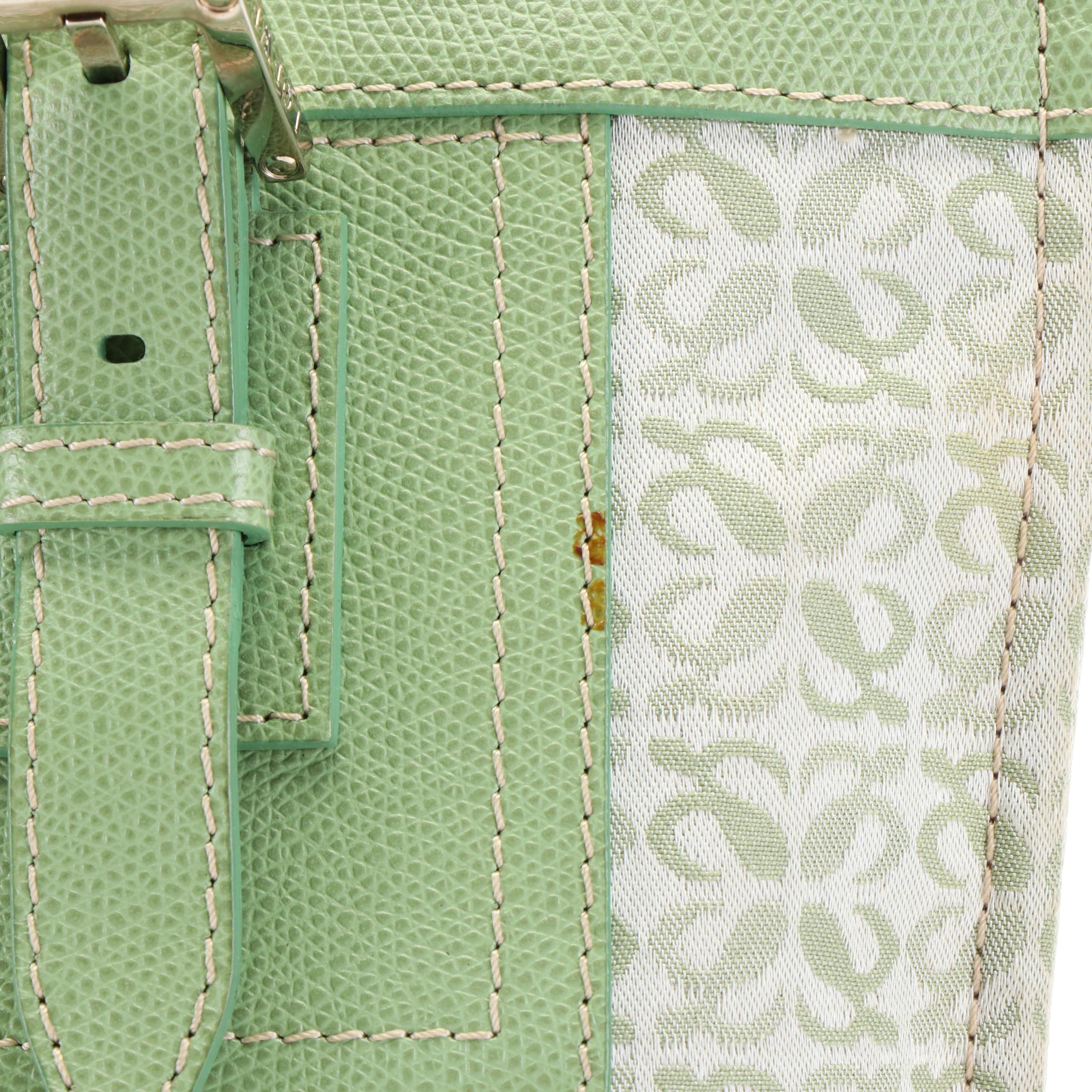 Loewe Signature Green Canvas and Leather Tote Bag