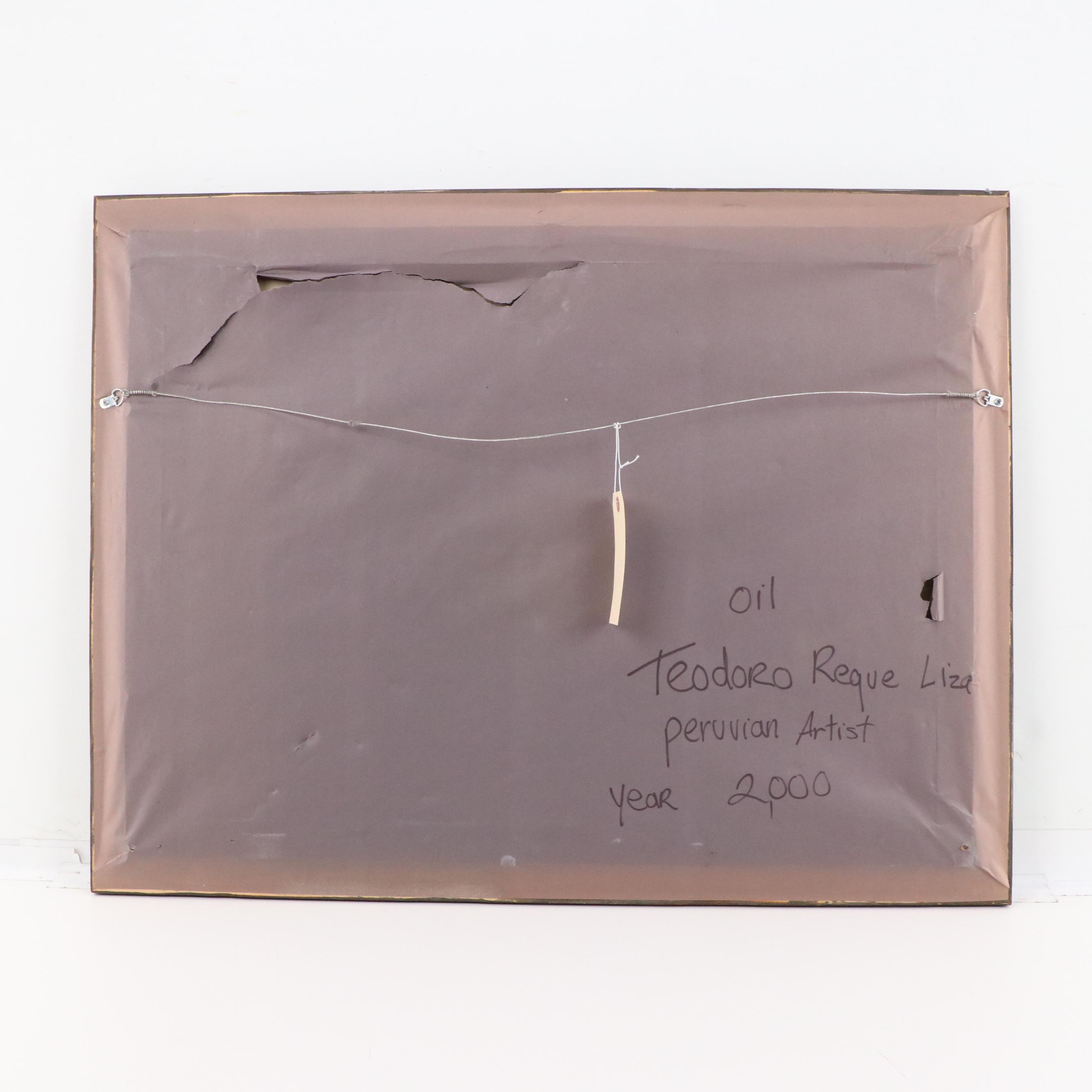 Teodoro Reque Liza Oil Painting of Seascape with Sailing Ships, 2011