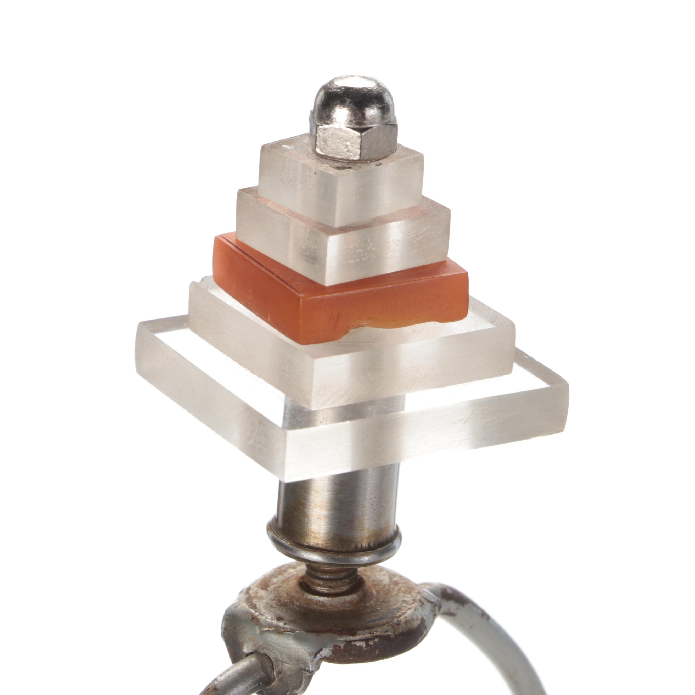 Late Art Deco Bakelite, Aluminum and Acrylic Table Lamps Pair, Mid-20th C