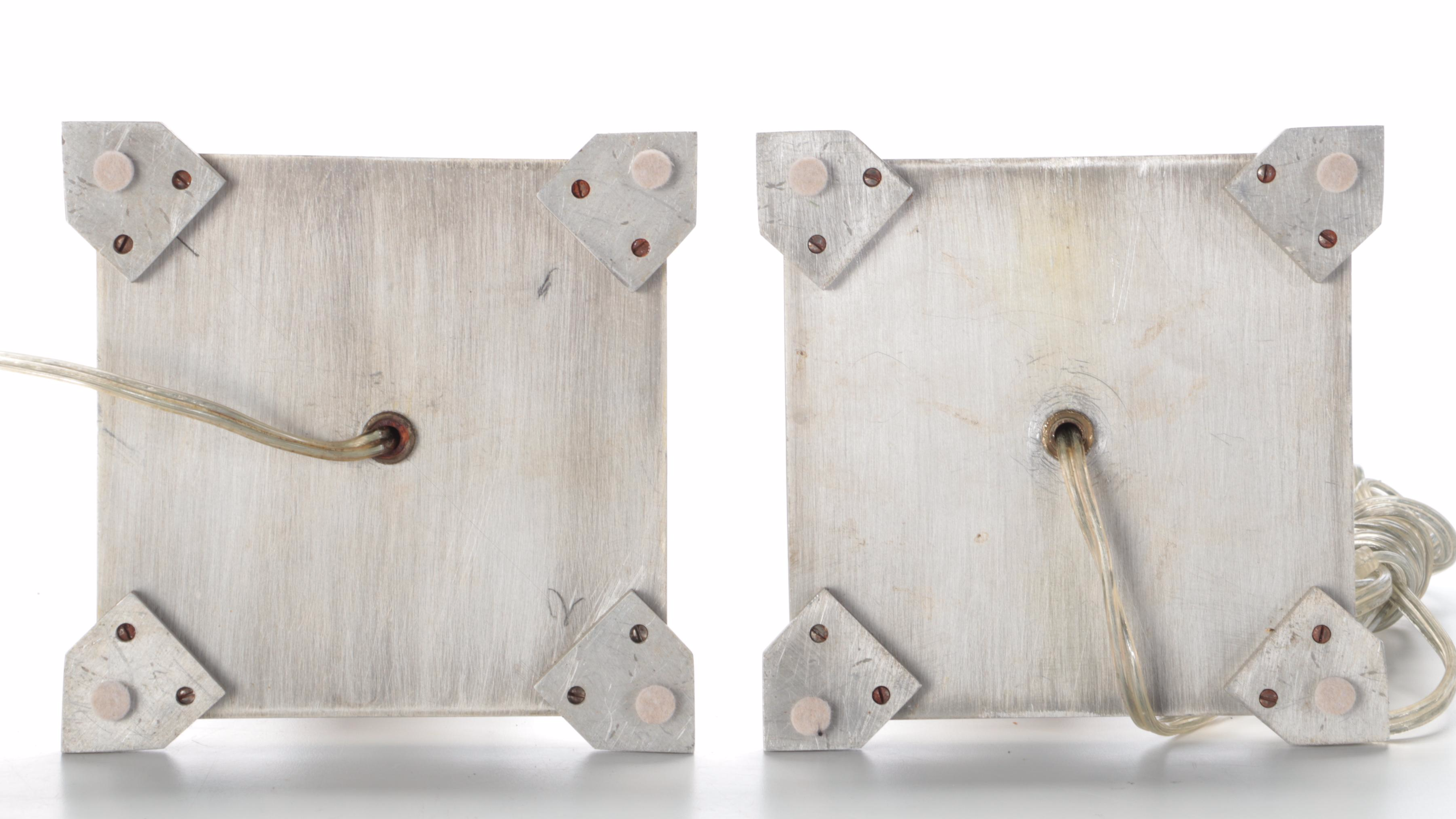 Late Art Deco Bakelite, Aluminum and Acrylic Table Lamps Pair, Mid-20th C