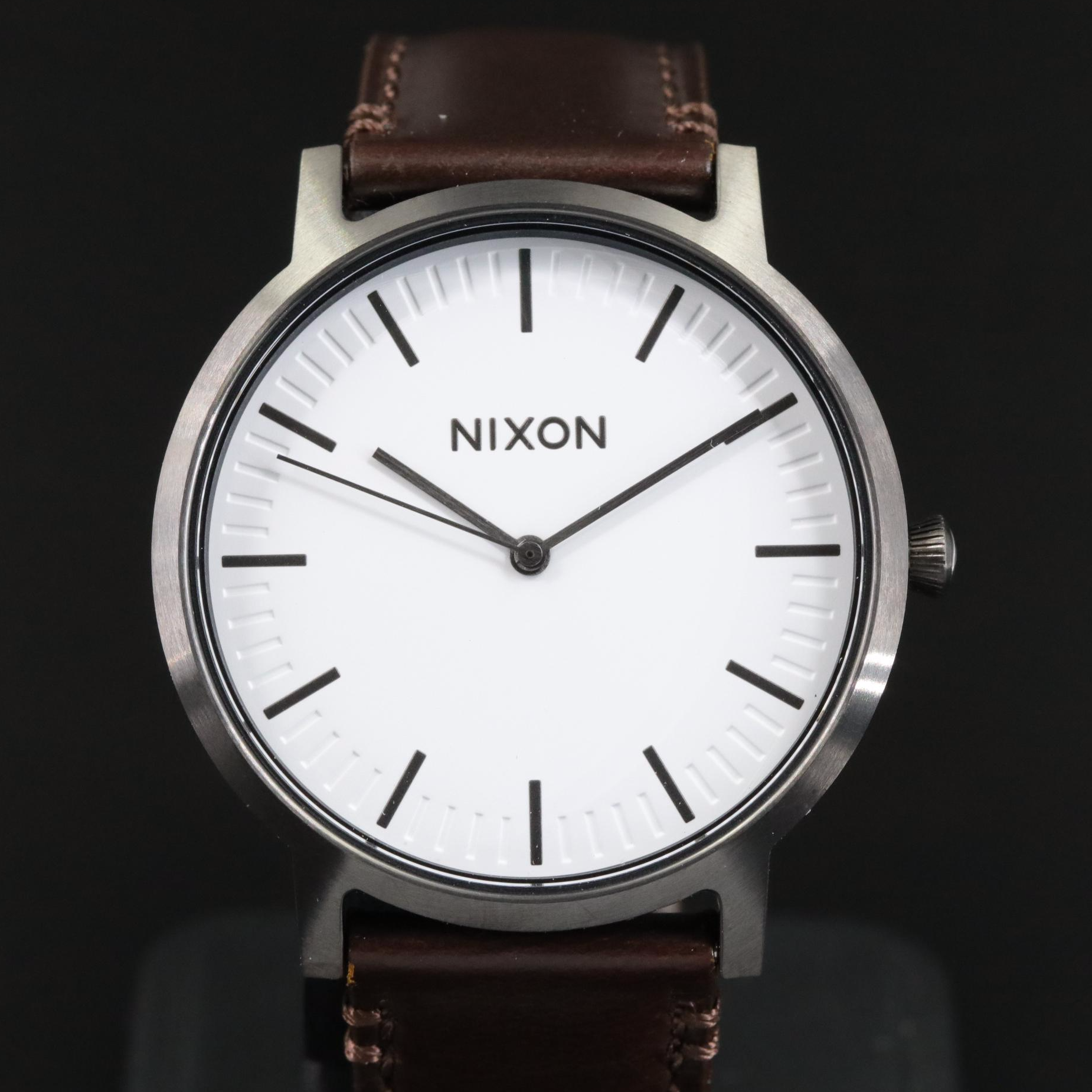 Nixon "The Porter" Quartz Watch with White Dial and Leather Strap