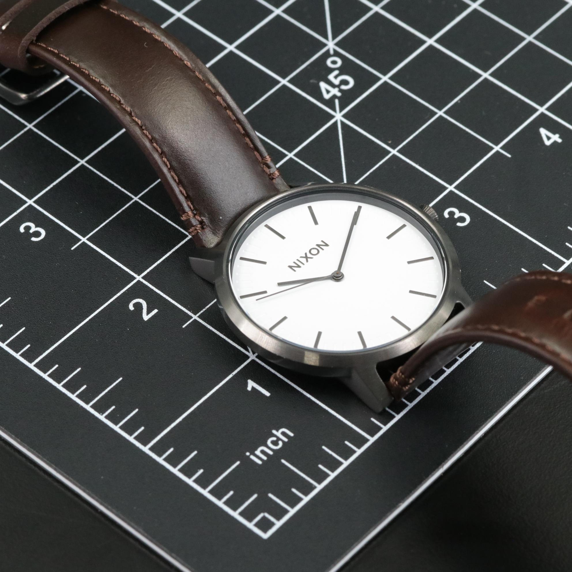 Nixon "The Porter" Quartz Watch with White Dial and Leather Strap