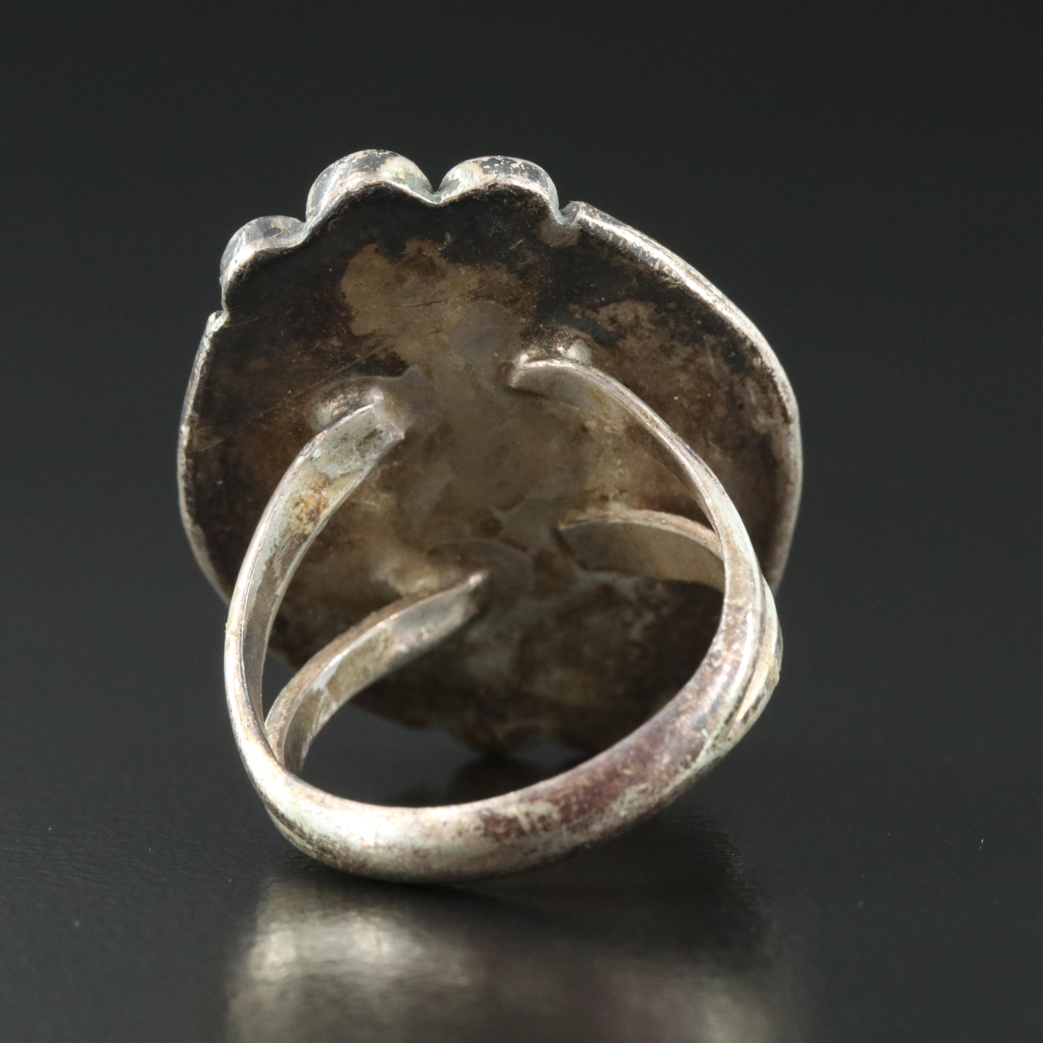 Sterling Mother of Pearl, Turquoise, Coral, and Gemstone Ring