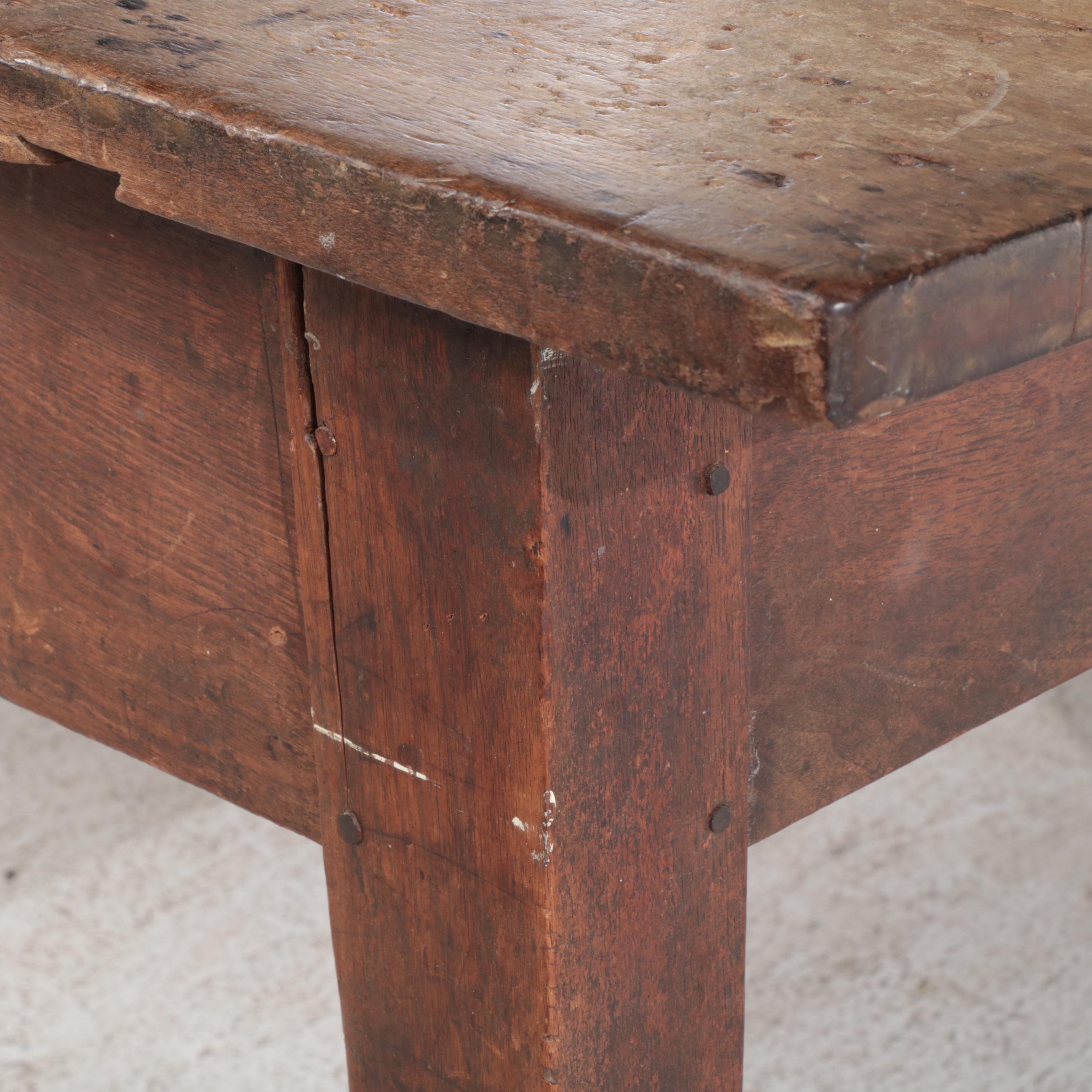 American Primitive Walnut Harvest Table, 19th Century