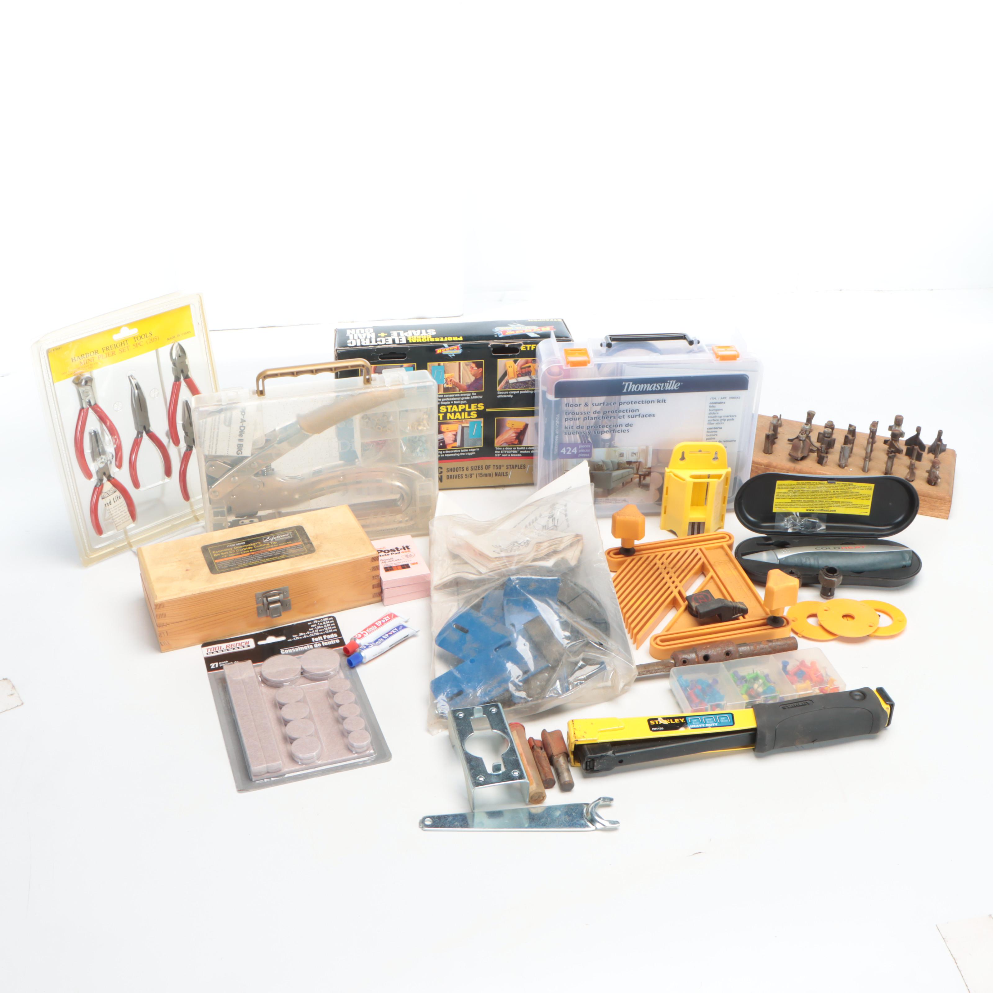 Arrow Electric Nail Gun with Harbor Freight Tools Mini Pliers Set and More