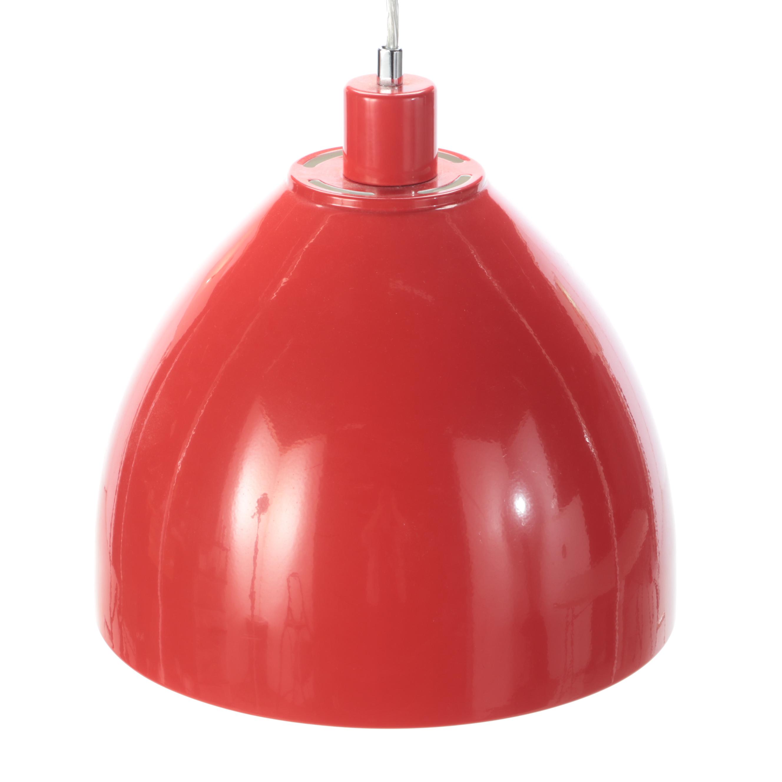 Post Modern Red Enamelled Metal Pendant Light