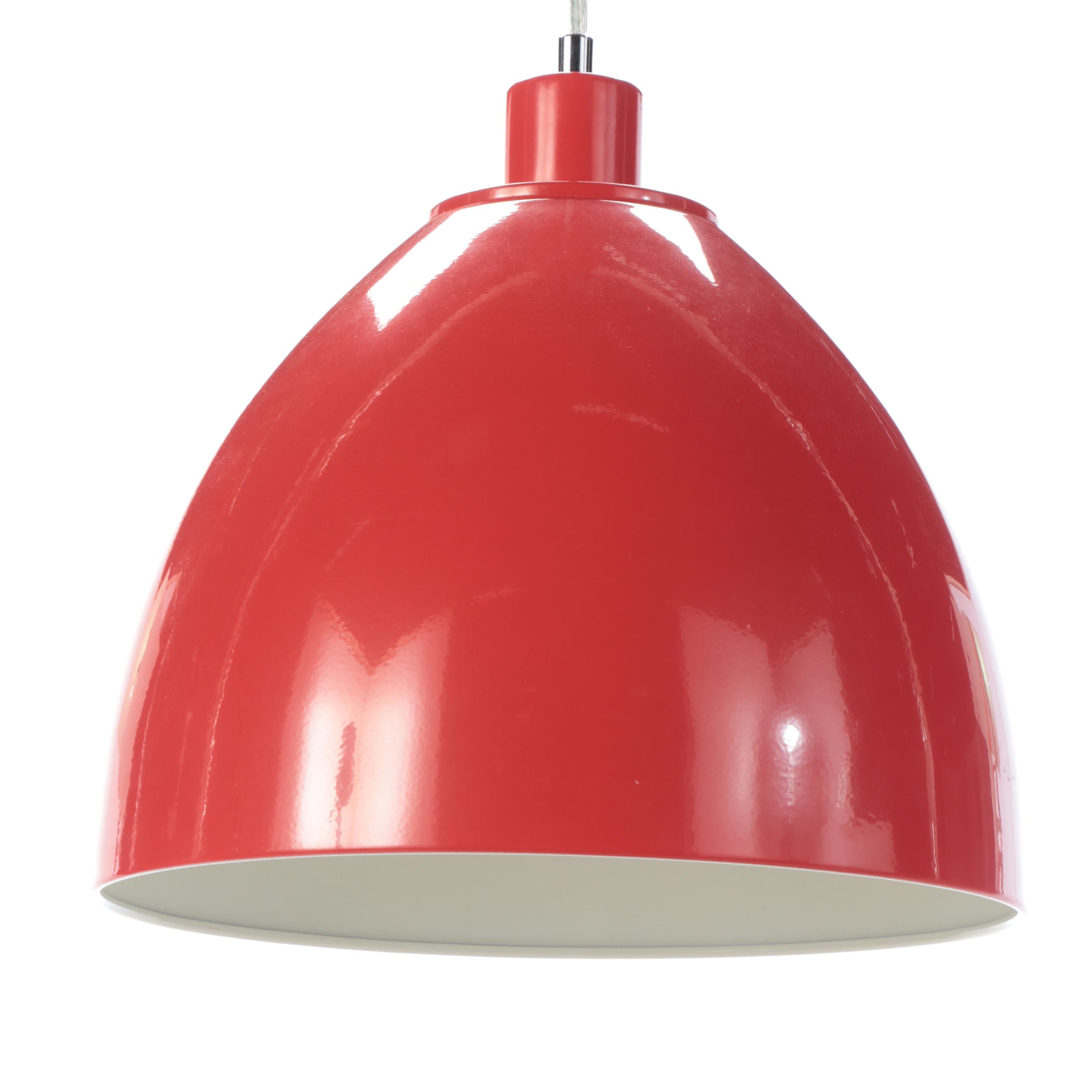 Post Modern Red Enamelled Metal Pendant Light