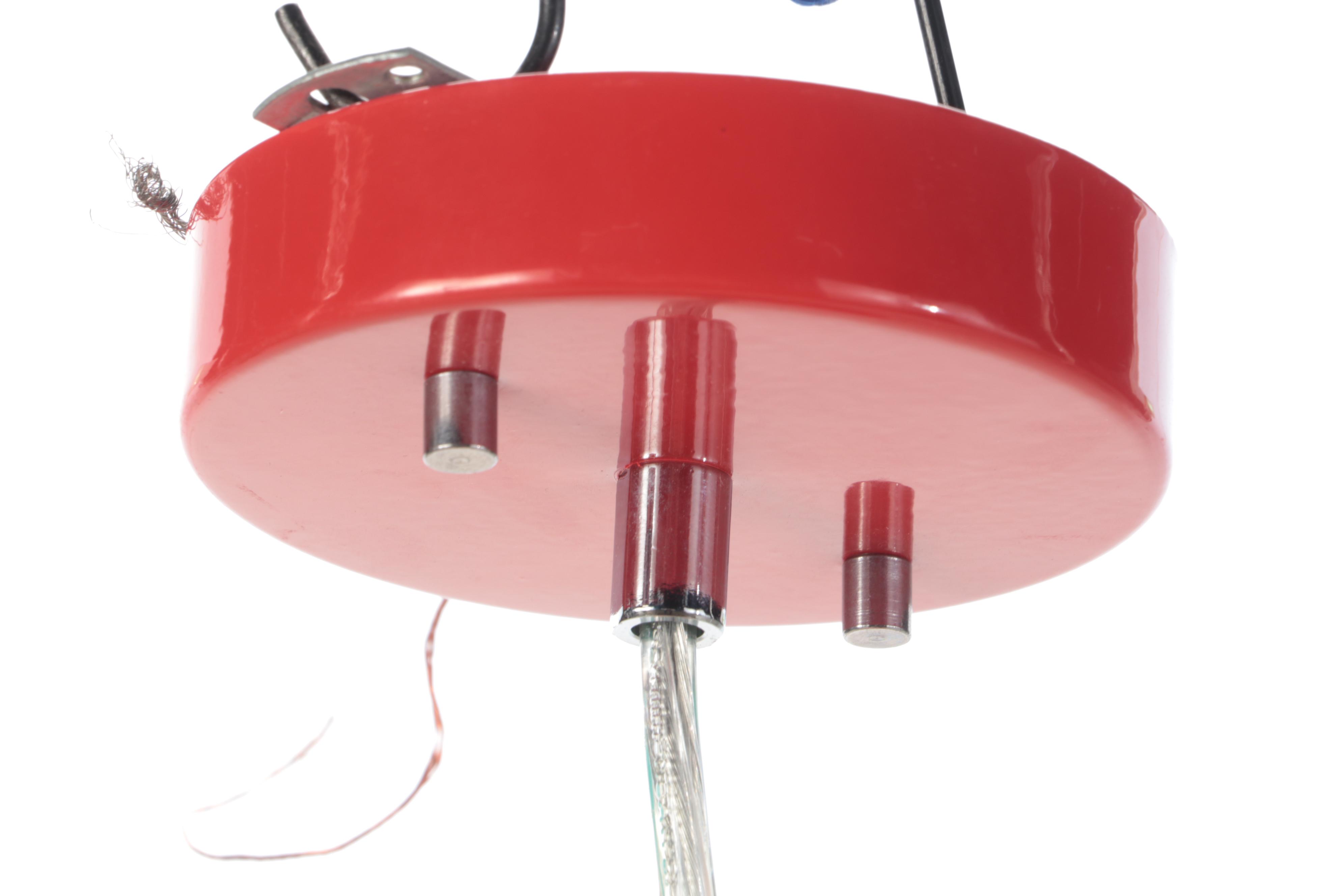 Post Modern Red Enamelled Metal Pendant Light