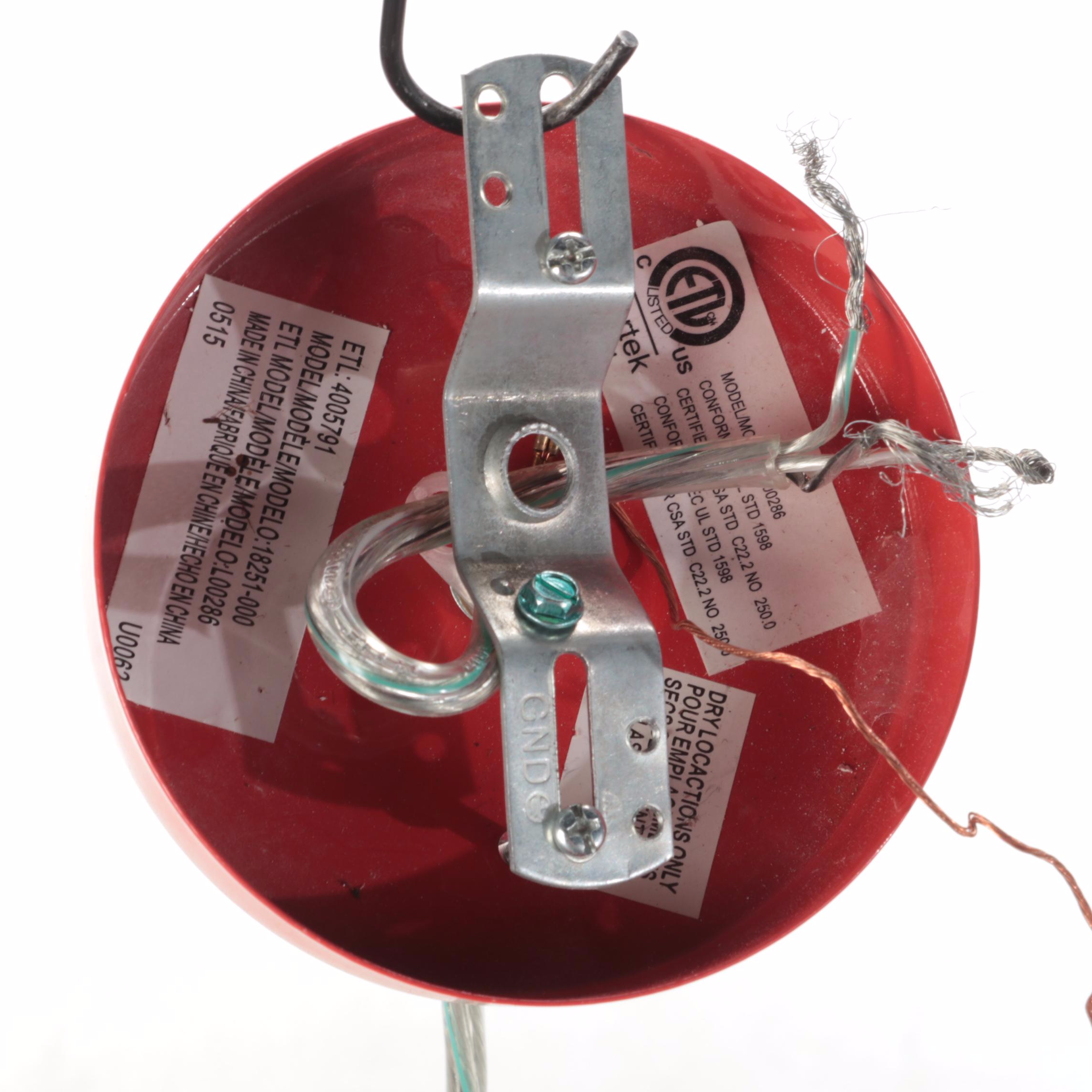 Post Modern Red Enamelled Metal Pendant Light