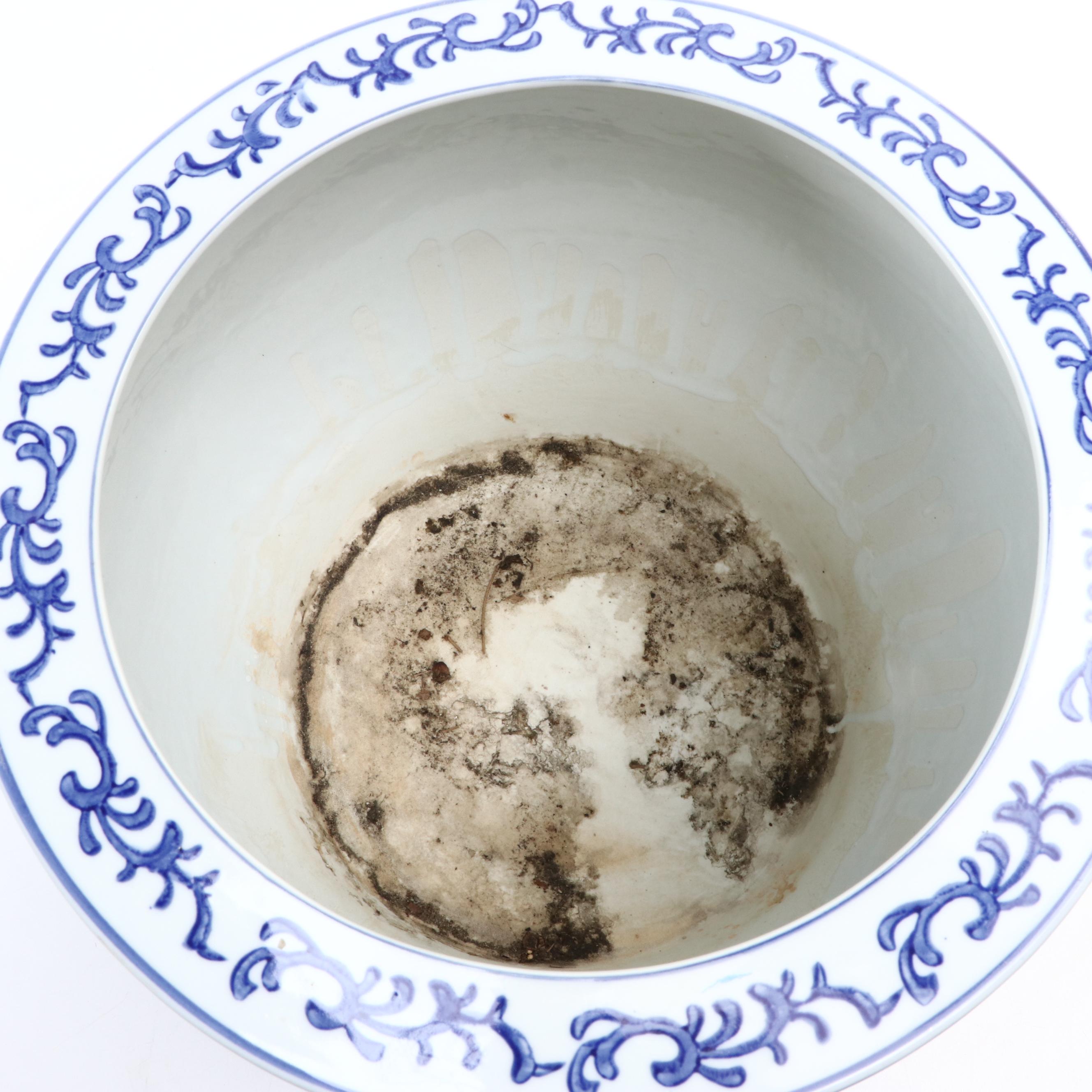 Hand-Painted Floral Motif Ceramic Planter