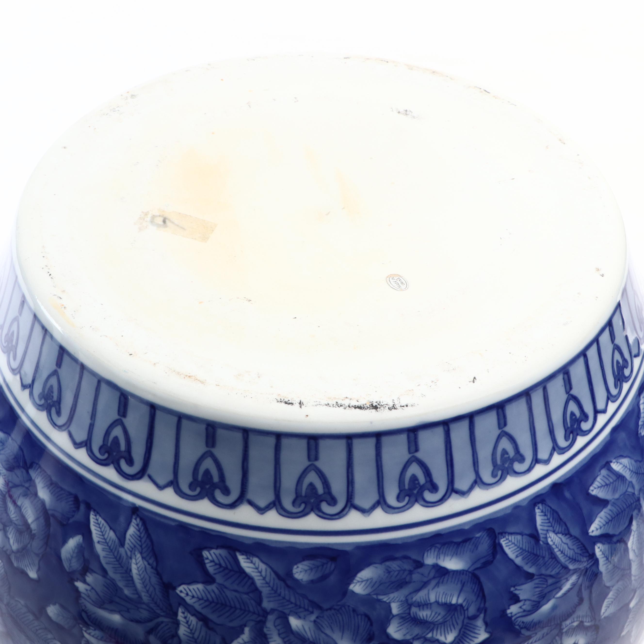 Hand-Painted Floral Motif Ceramic Planter