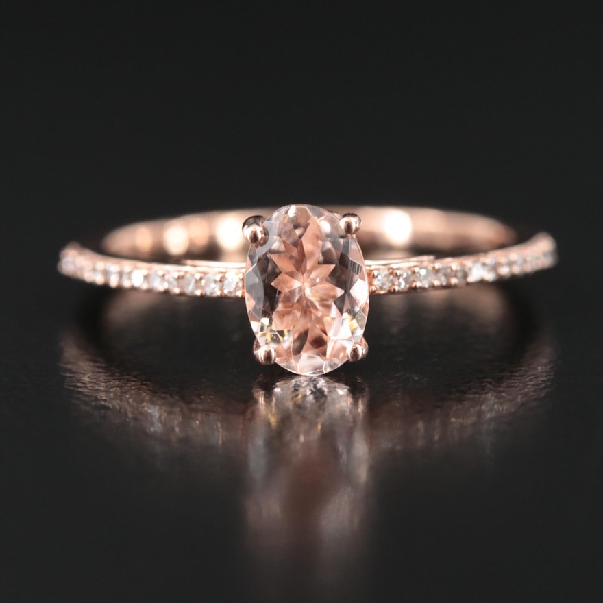10K Rose Gold Morganite and Diamond Ring | EBTH