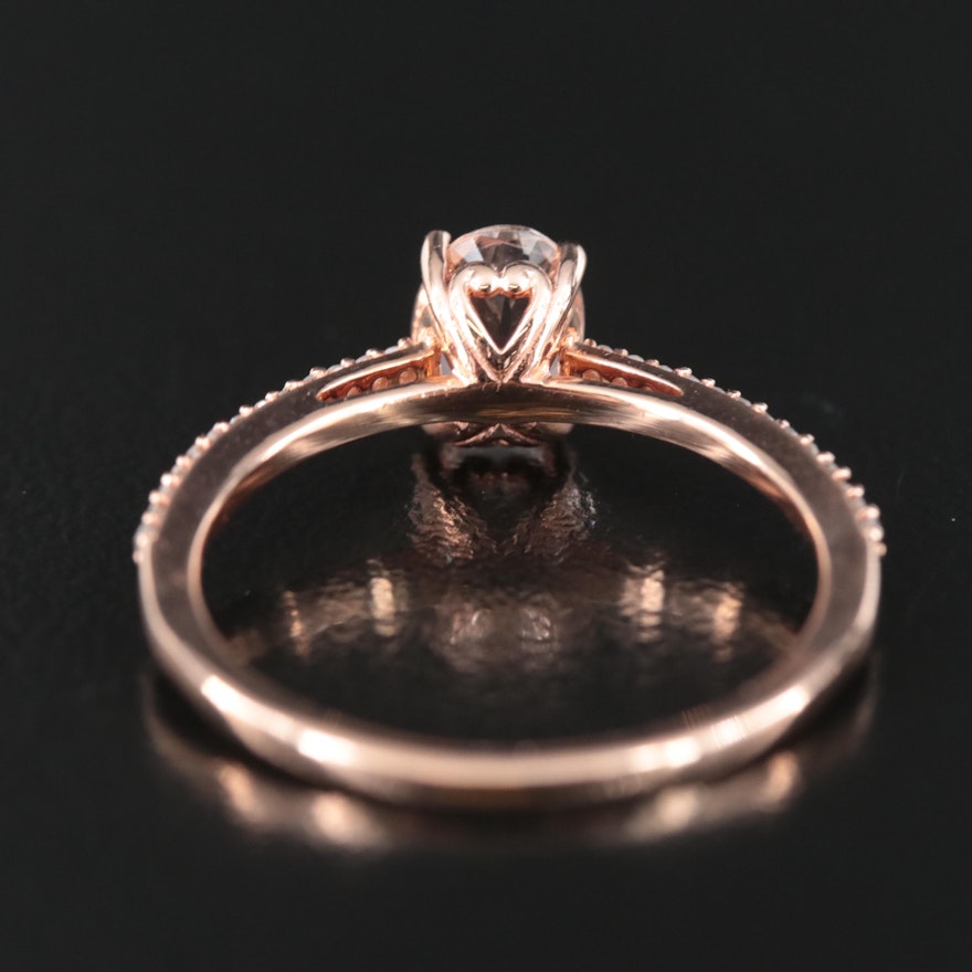 10K Rose Gold Morganite and Diamond Ring | EBTH